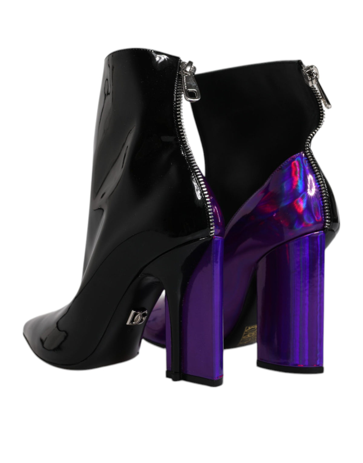 New Dolce & Gabbana Purple Black Pointed Ankle Boots Shoes