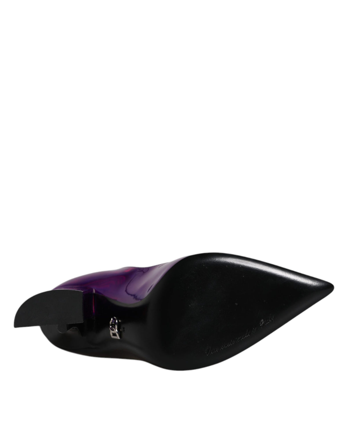 New Dolce & Gabbana Purple Black Pointed Ankle Boots Shoes