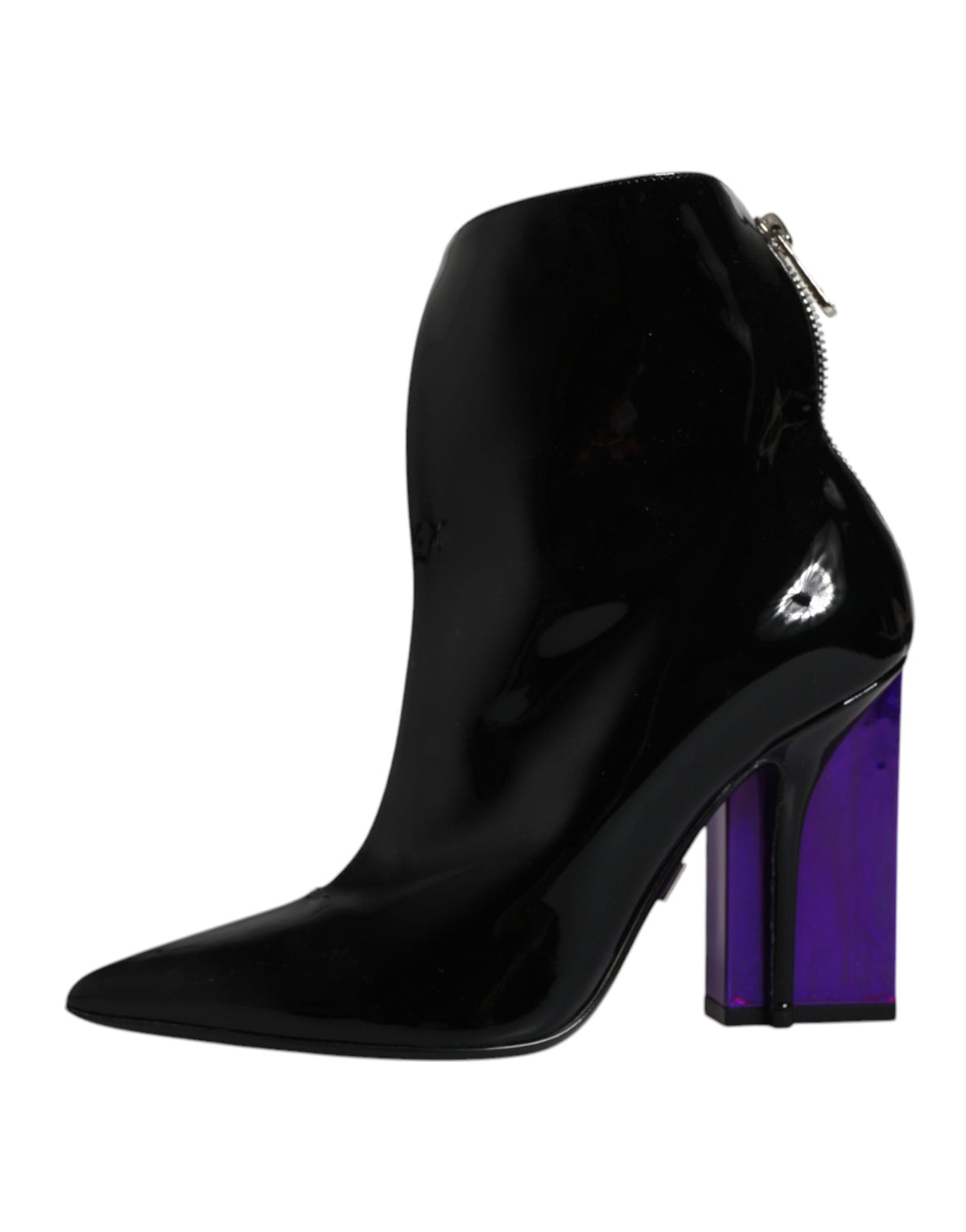 New Dolce & Gabbana Purple Black Pointed Ankle Boots Shoes