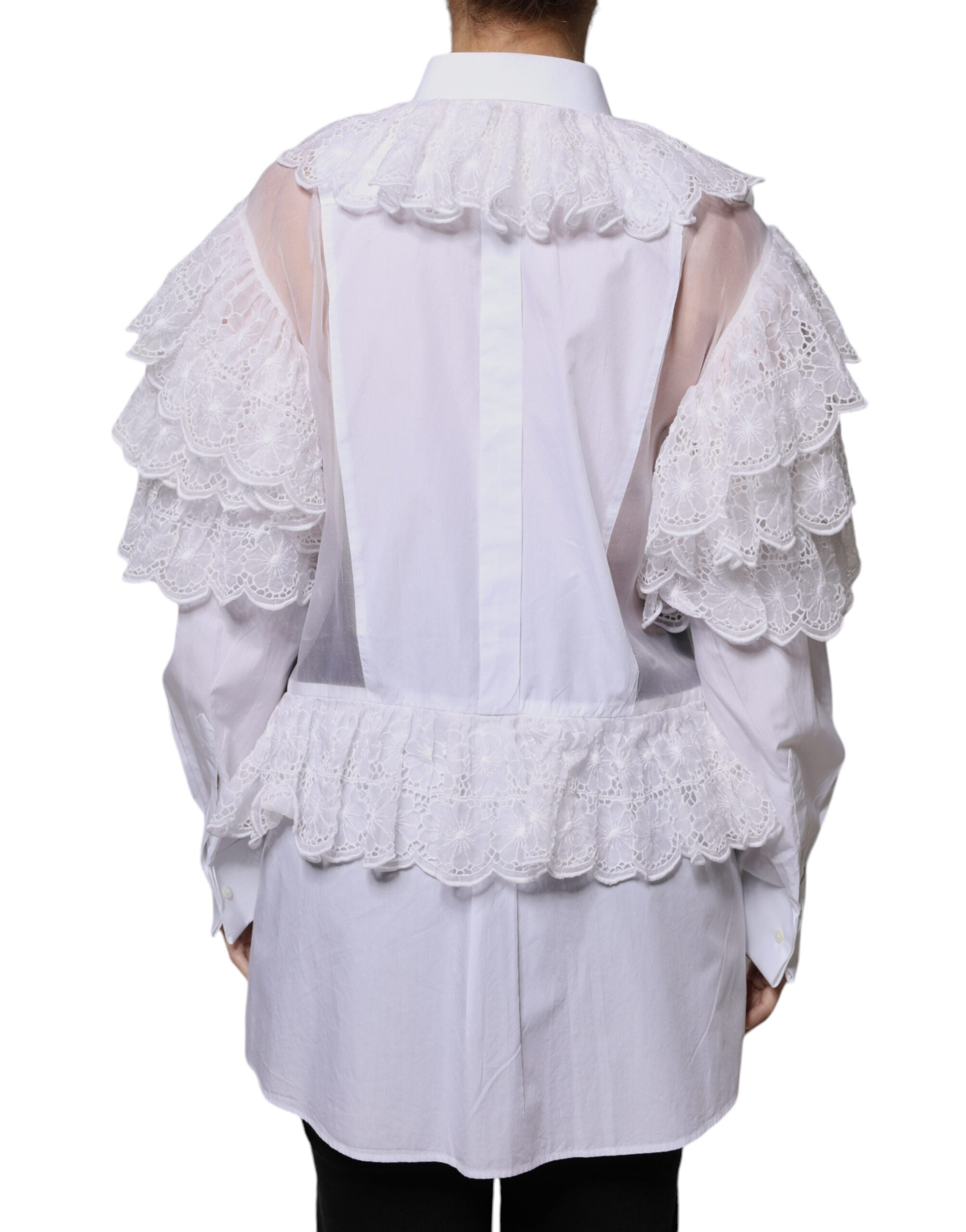 New Dolce & Gabbana White Cotton Poplin Shirt Dress Blouse Top