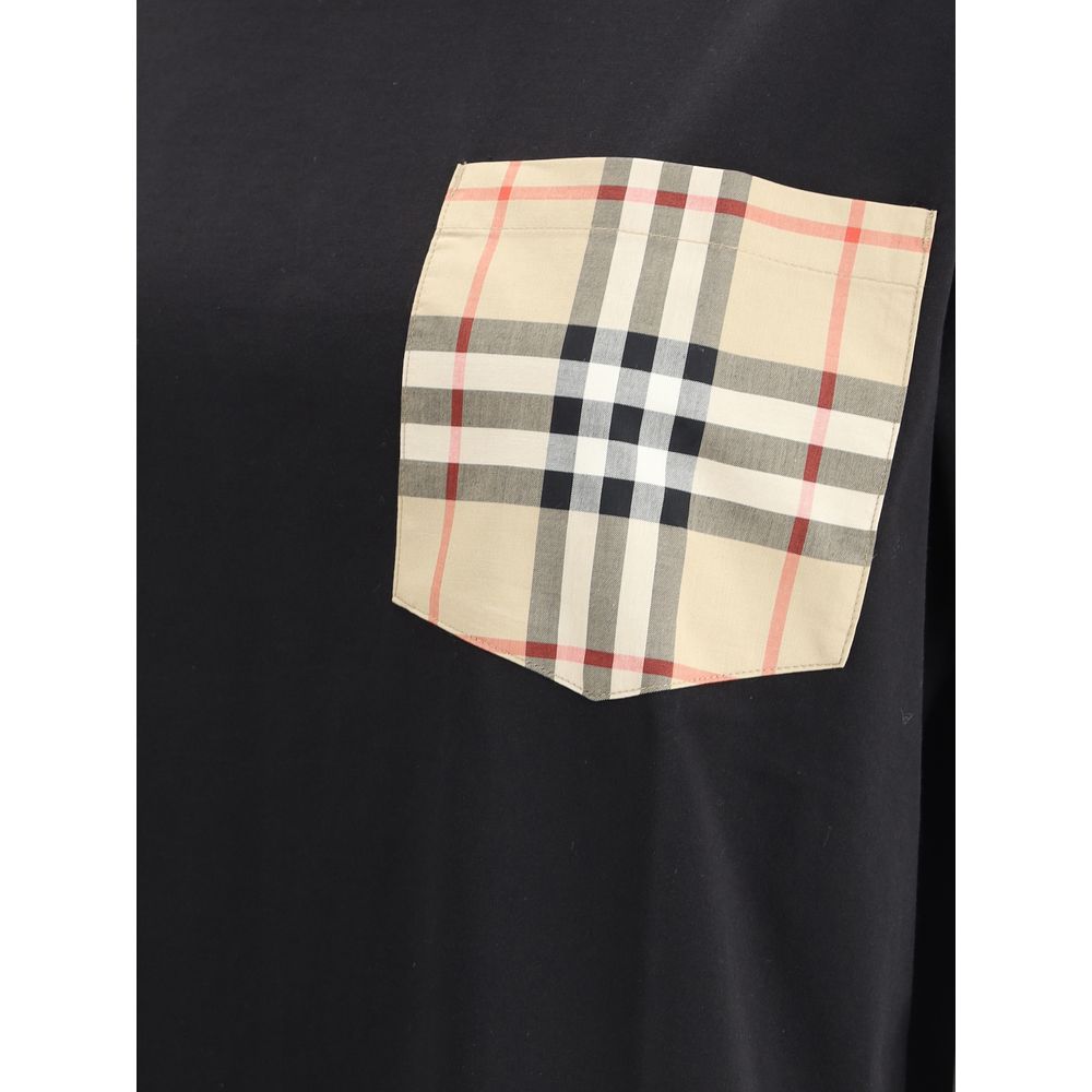 New Burberry Black Cotton T-Shirt
