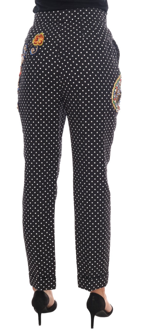 Dolce & Gabbana Black Polka Dot Sicily Crystal Pants - PreLoved & Luxe
