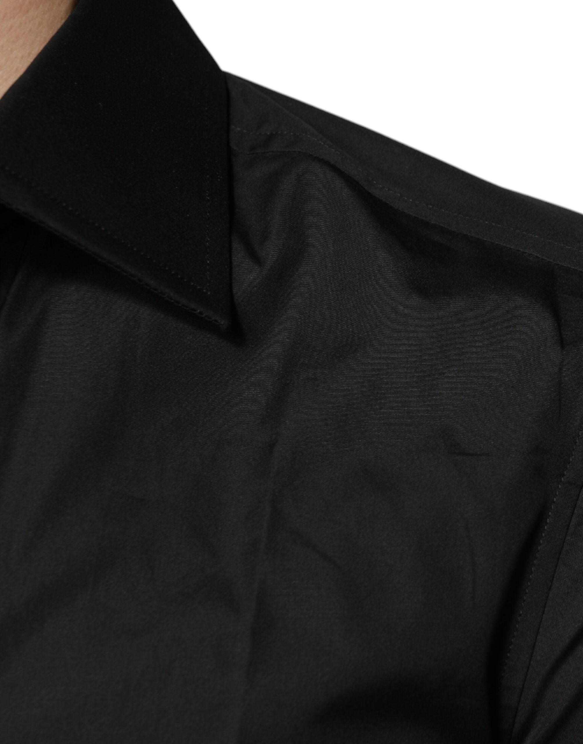 New Dolce & Gabbana Black Cotton Formal Long Sleeves Dress Shirt