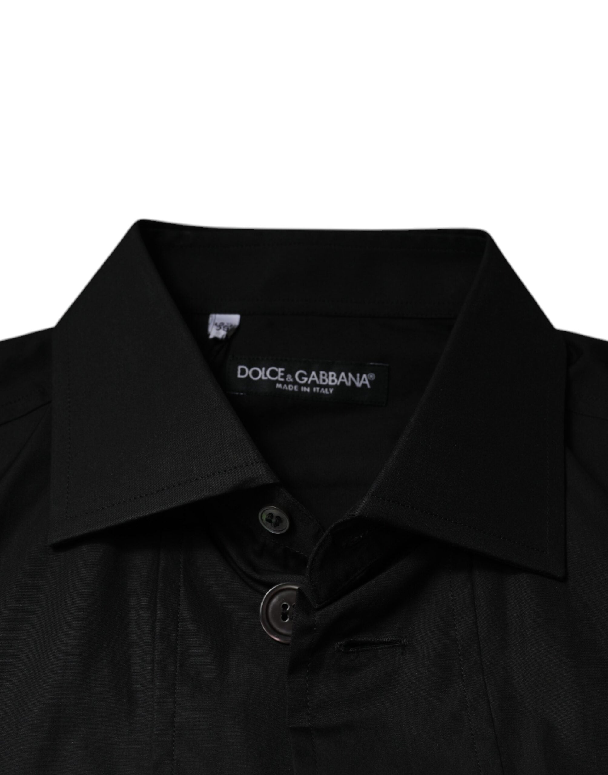 New Dolce & Gabbana Black Cotton Formal Long Sleeves Dress Shirt