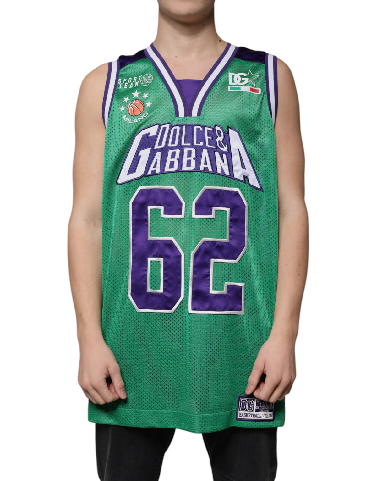 New Dolce & Gabbana Green Jersey Sleeveless T-shirt