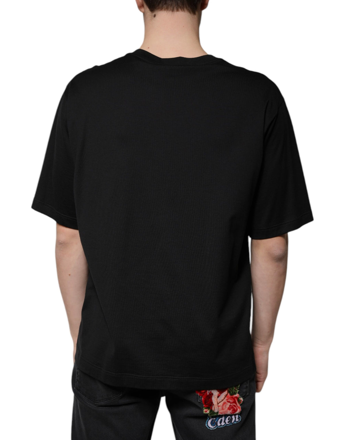 New Dolce & Gabbana Black Cotton Crew Neck Short Sleeves T-shirt