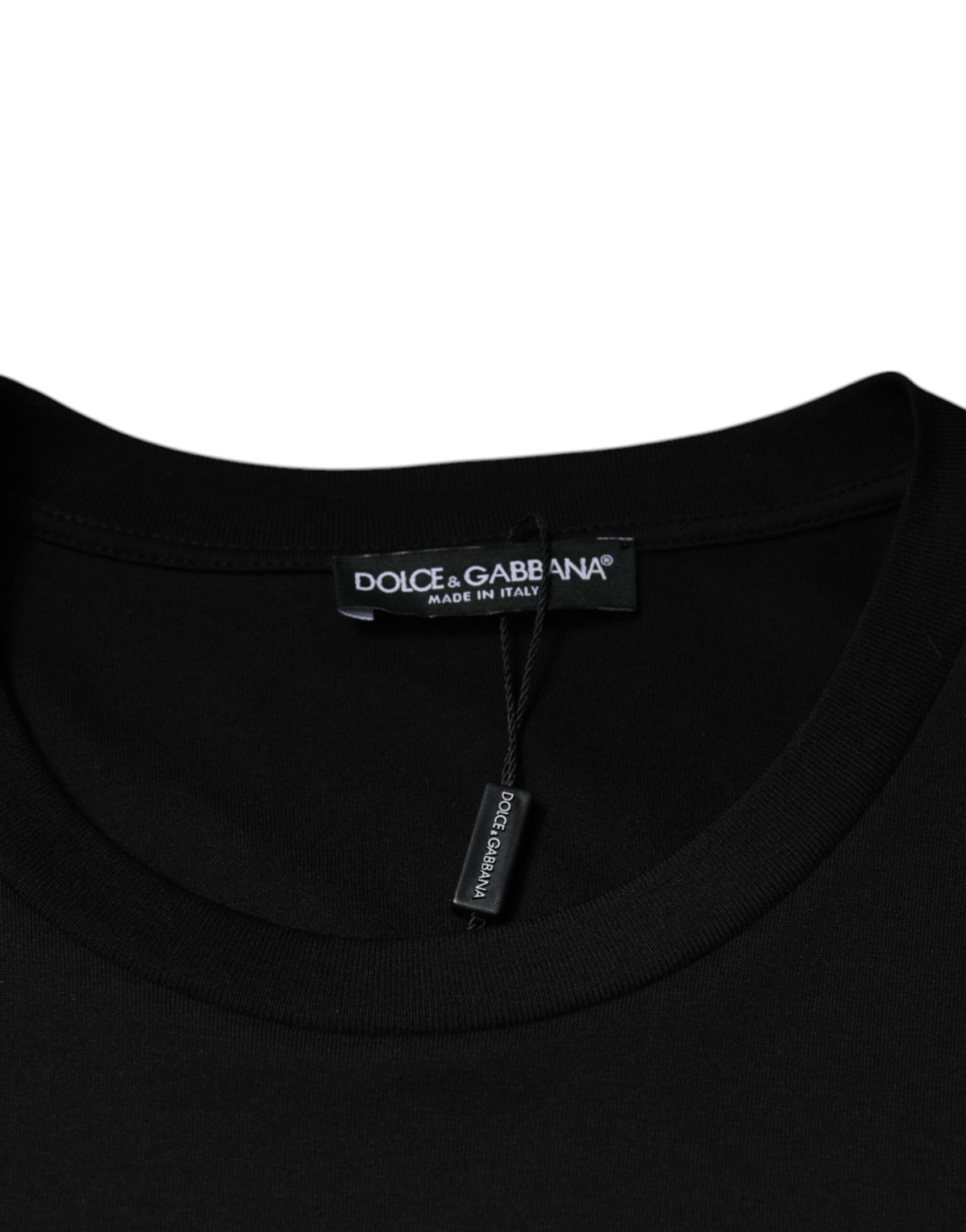 New Dolce & Gabbana Black Cotton Crew Neck Short Sleeves T-shirt