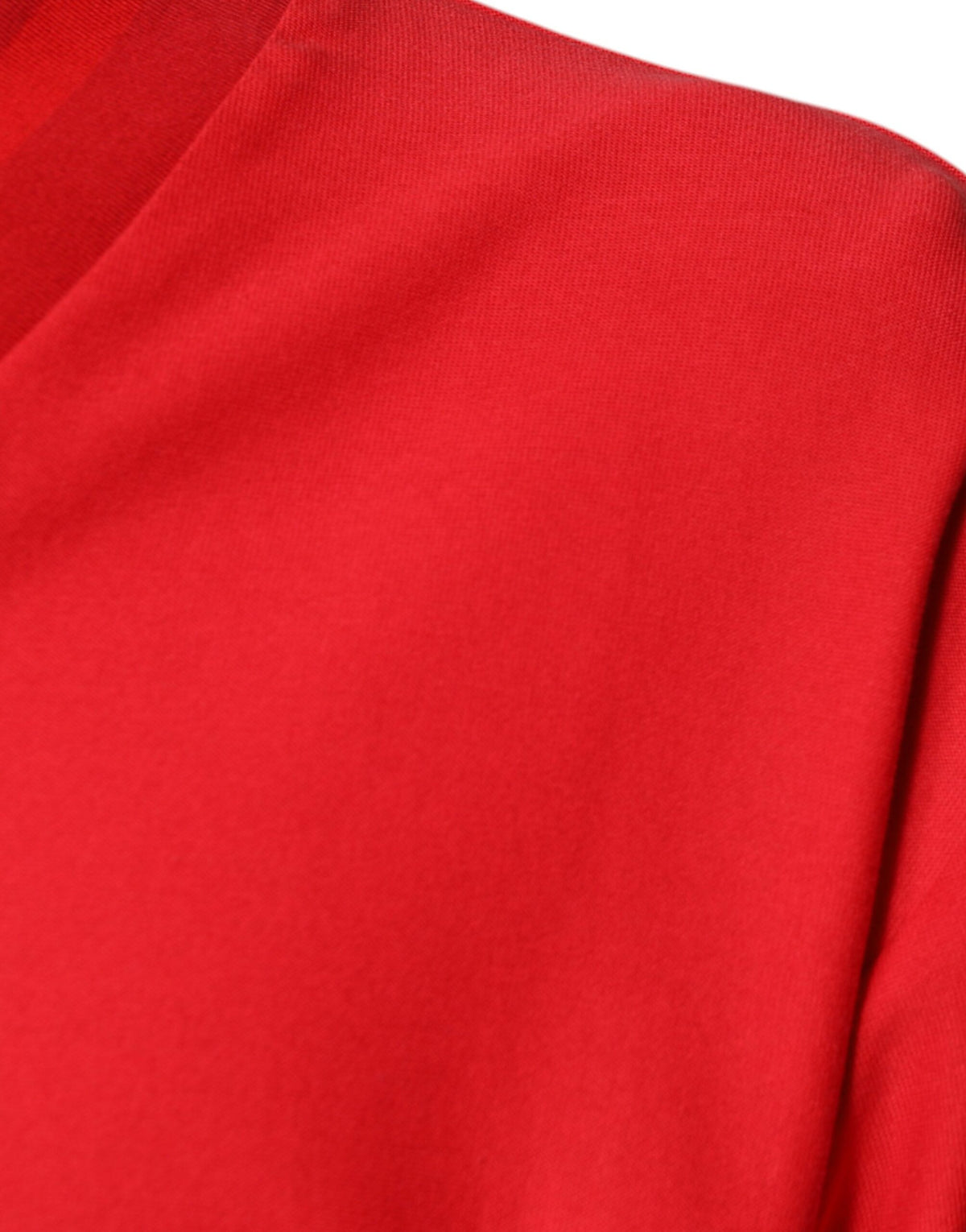 New Dolce & Gabbana Red Cotton V-neck Short Sleeves T-shirt