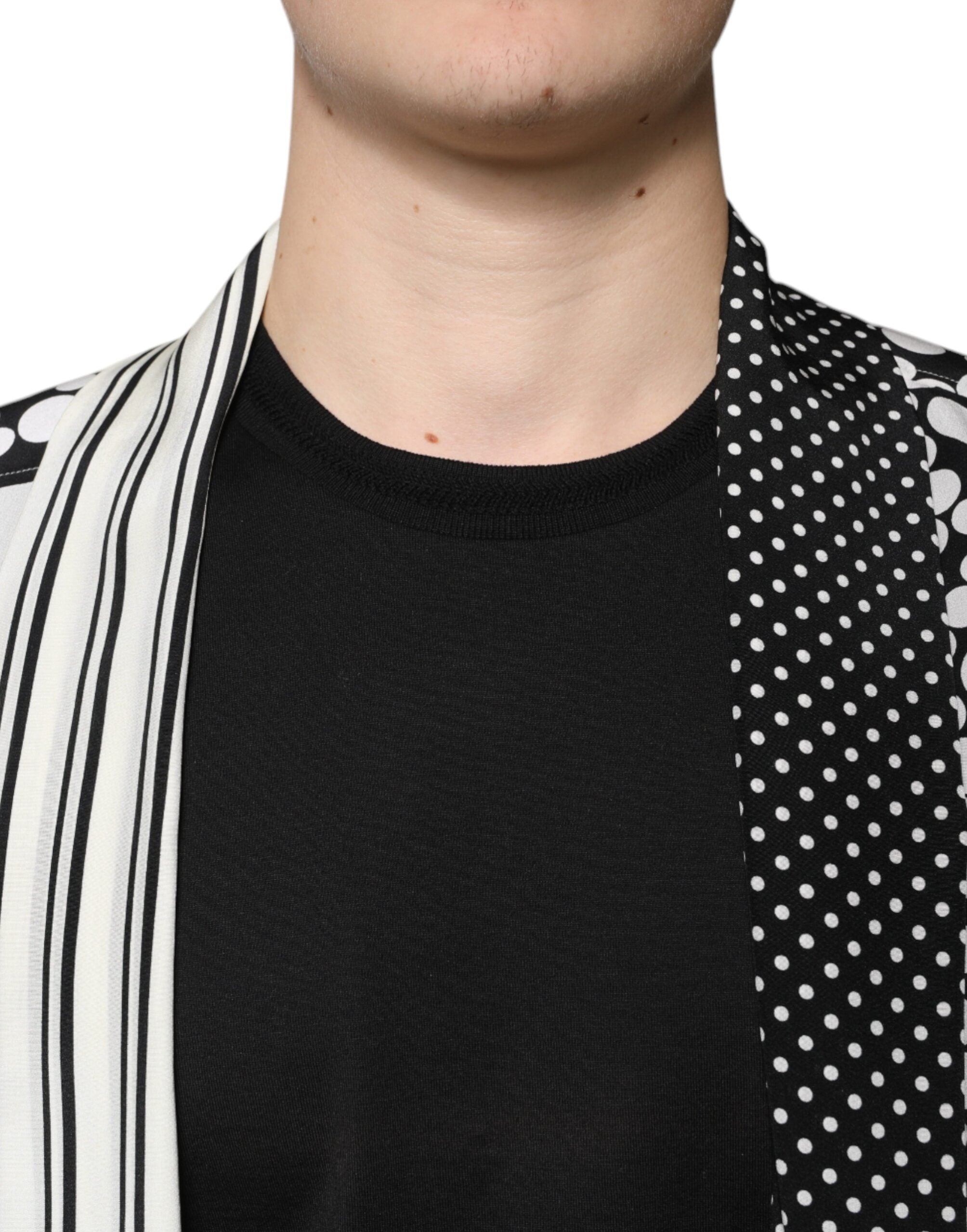 New Dolce & Gabbana Black White Polka Dots Silk Men Casual Shirt