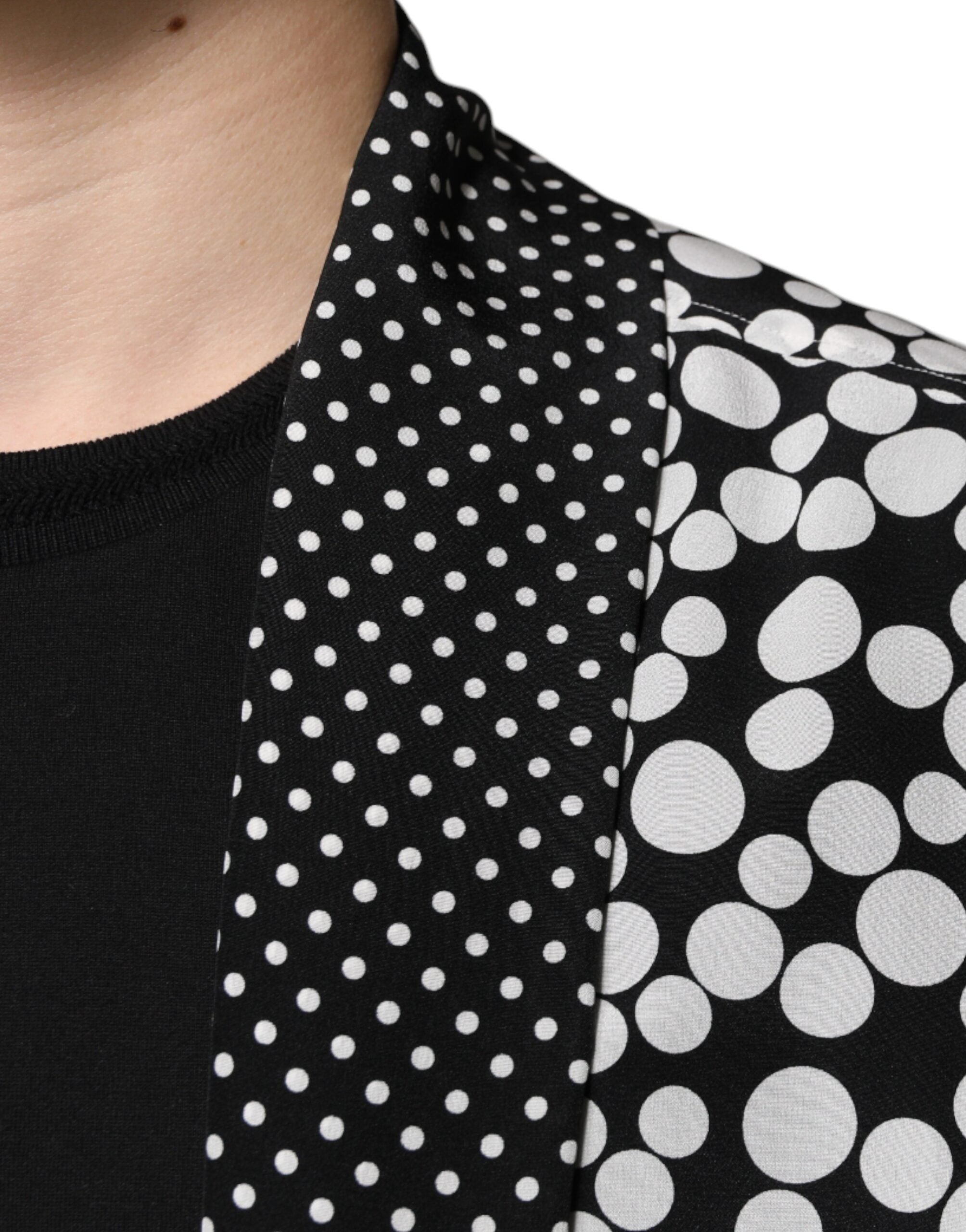 New Dolce & Gabbana Black White Polka Dots Silk Men Casual Shirt