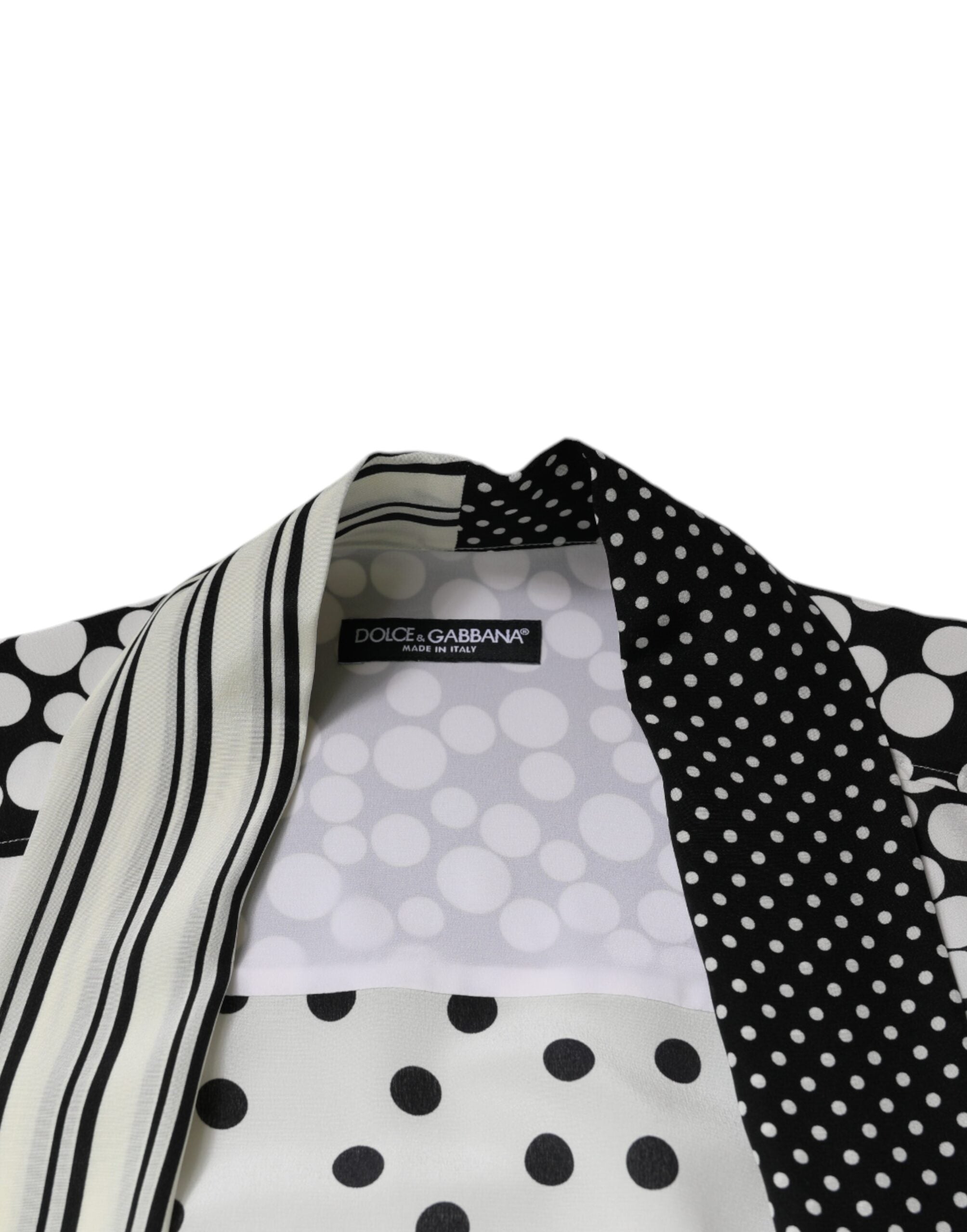 New Dolce & Gabbana Black White Polka Dots Silk Men Casual Shirt