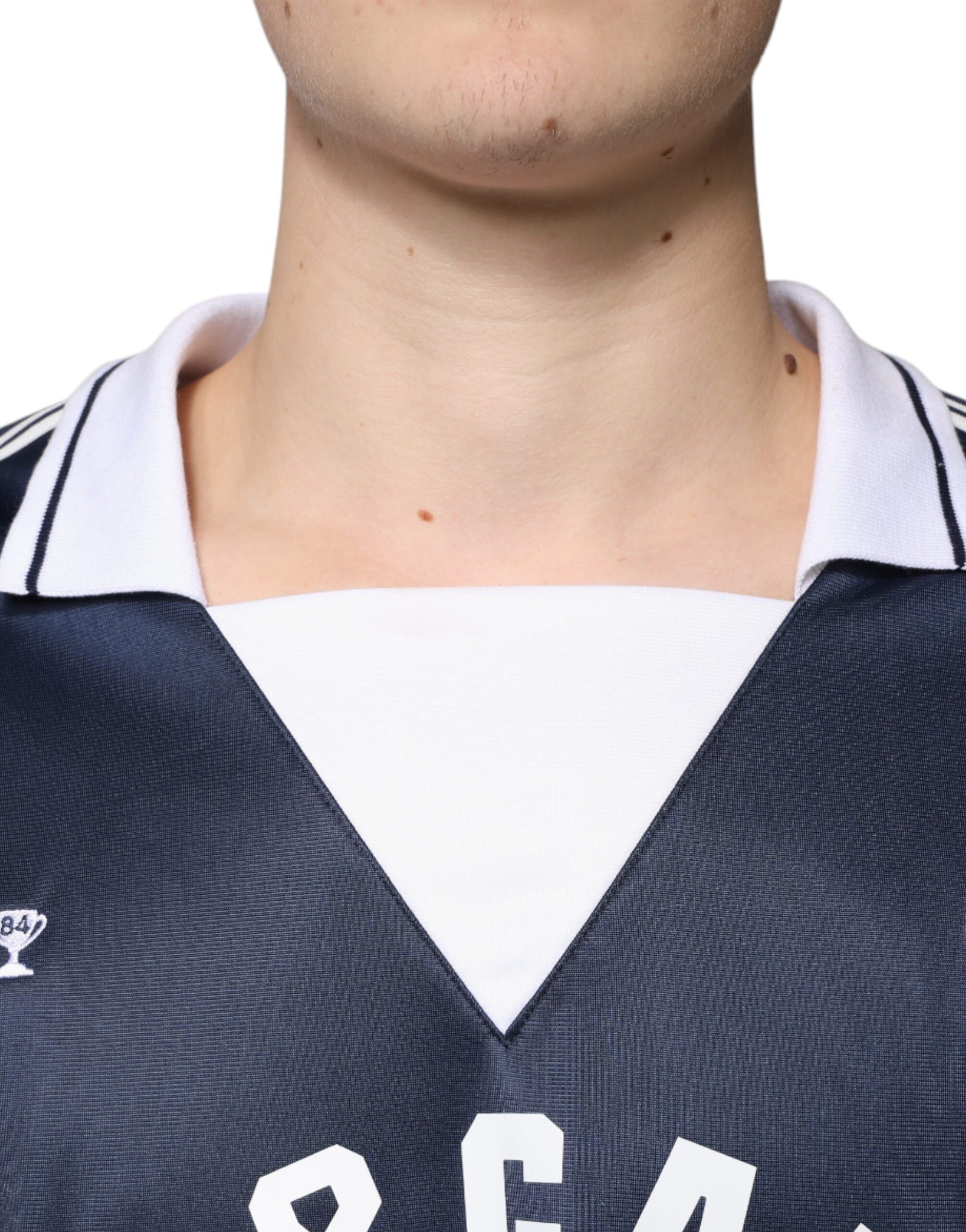 New Dolce & Gabbana Blue White Milano Long Sleeve Jersey T-shirt