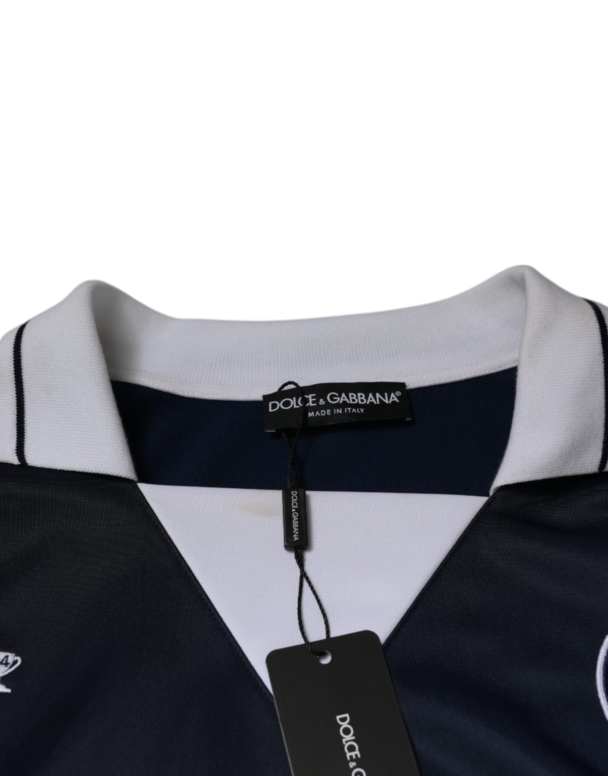 New Dolce & Gabbana Blue White Milano Long Sleeve Jersey T-shirt