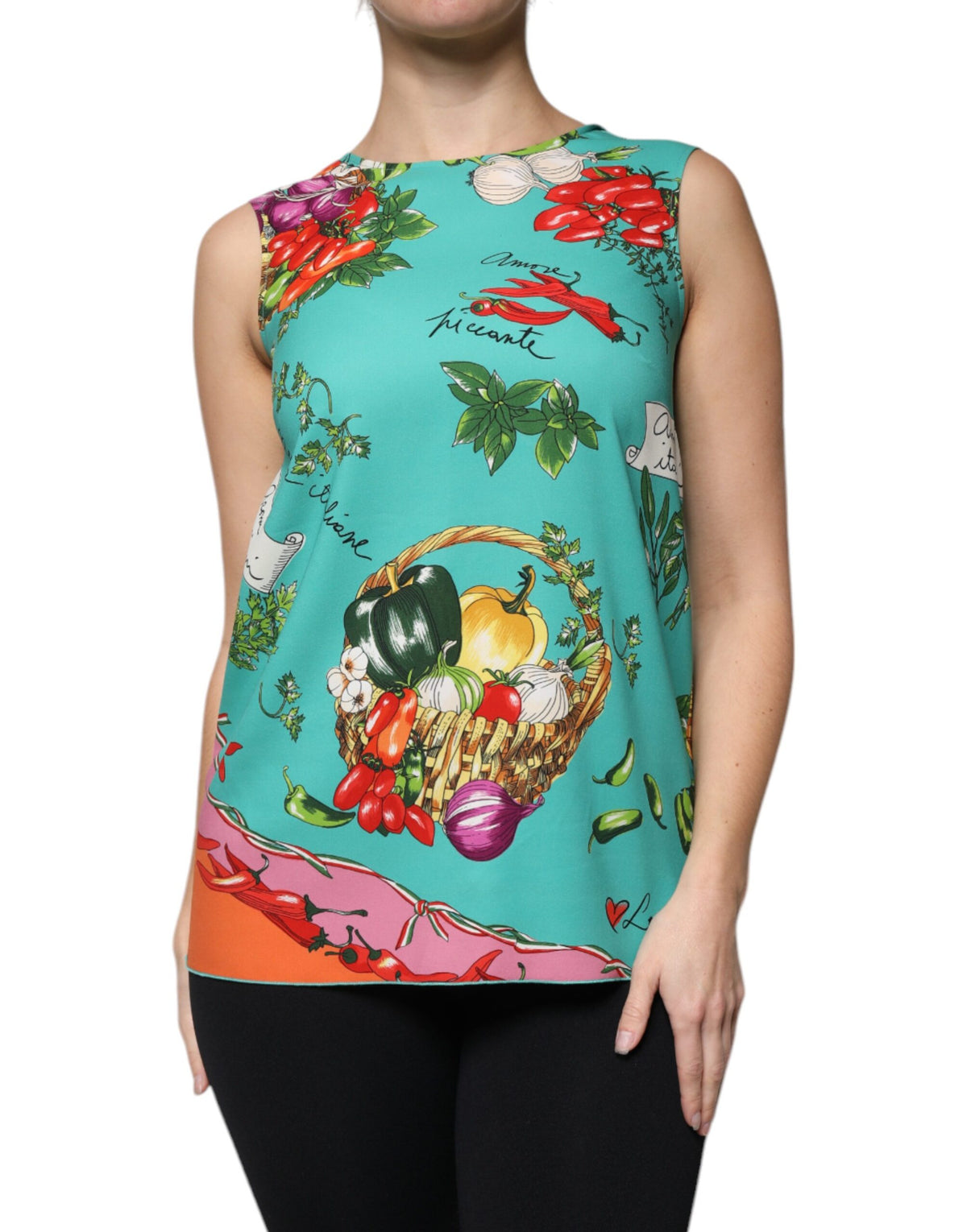 New Dolce & Gabbana Multicolor Vegetables Sleeveless Tank Top