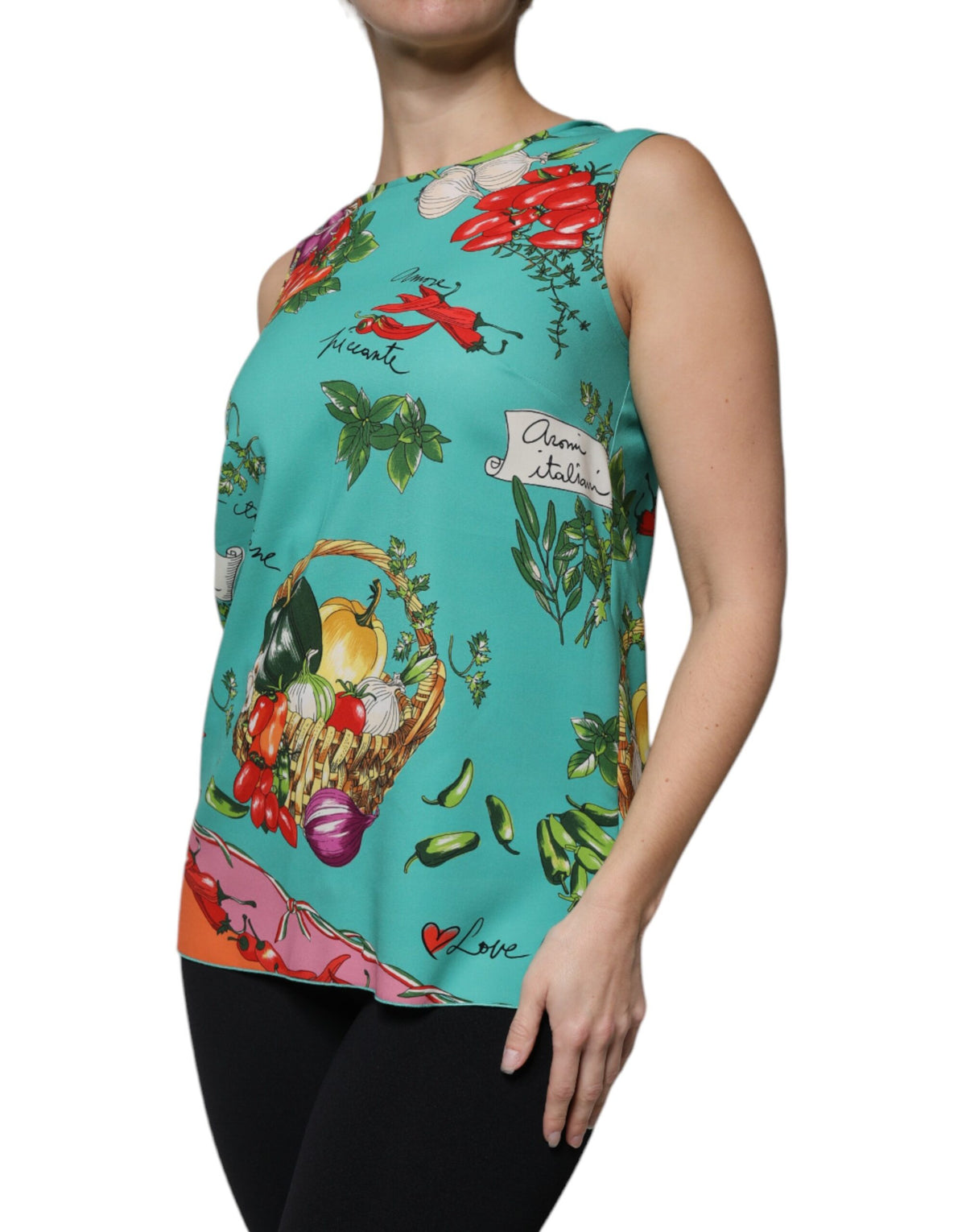 New Dolce & Gabbana Multicolor Vegetables Sleeveless Tank Top