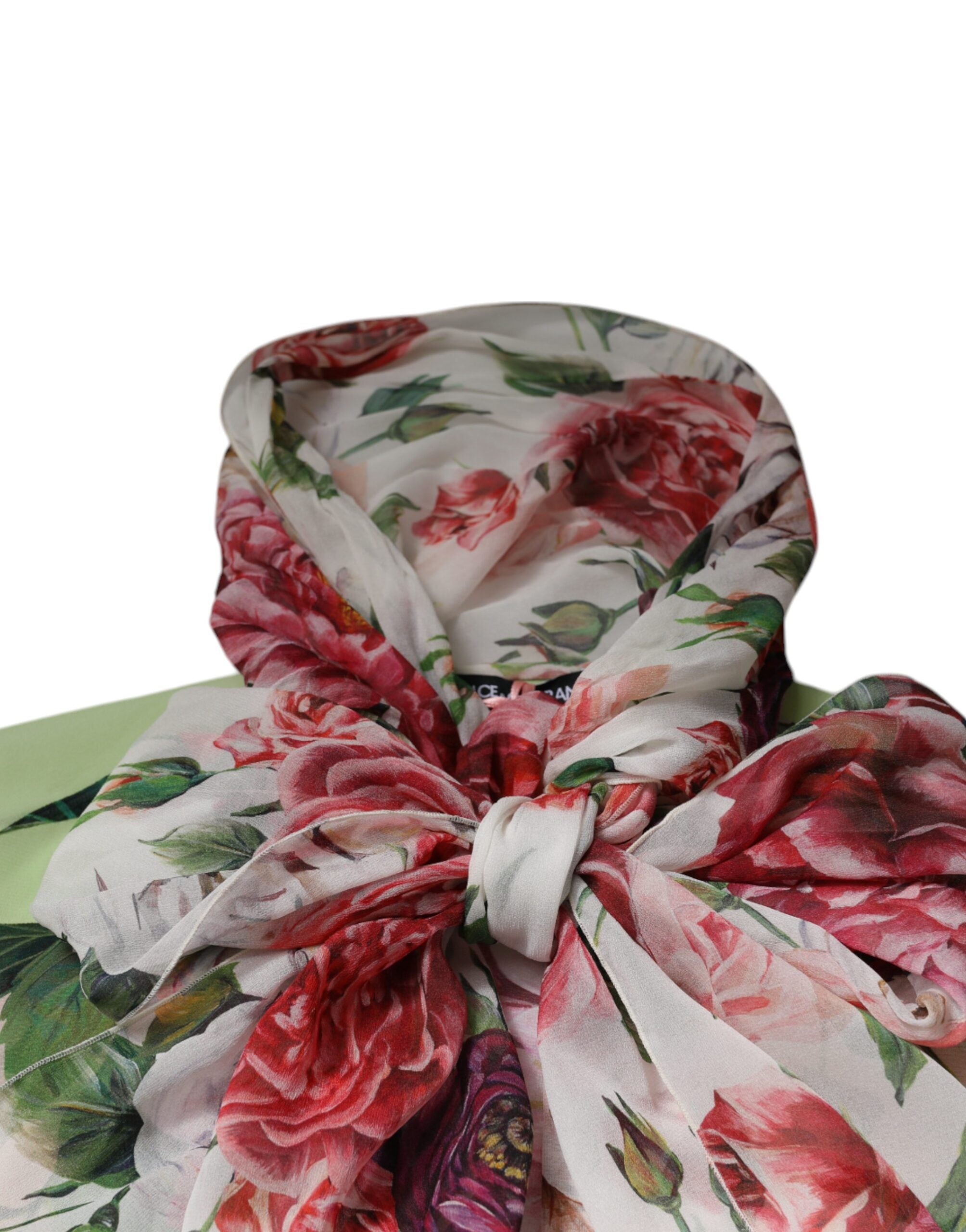 Pre-Owned Dolce & Gabbana Multicolor Floral Patchwork Ascot Collar Top