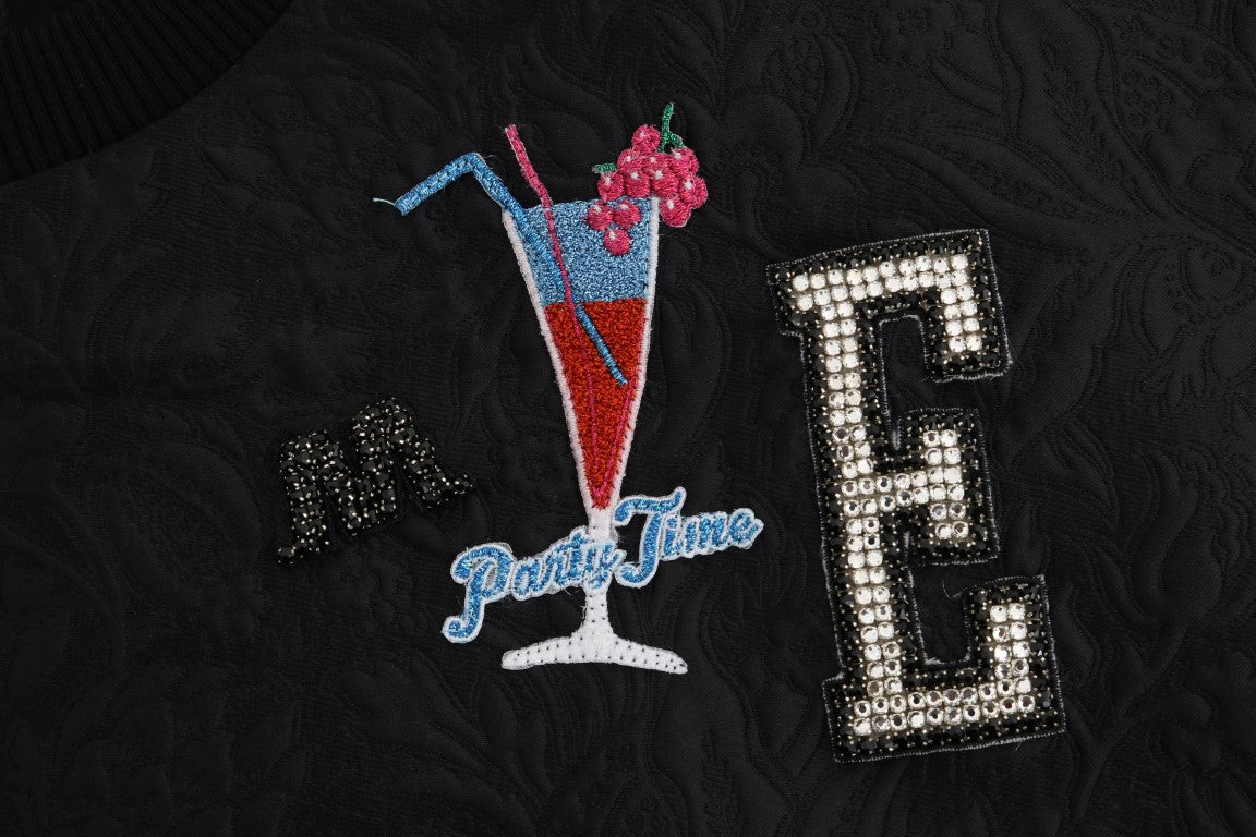 Dolce & Gabbana Black Brocade Cocktail Crystal Sweater - PreLoved & Luxe
