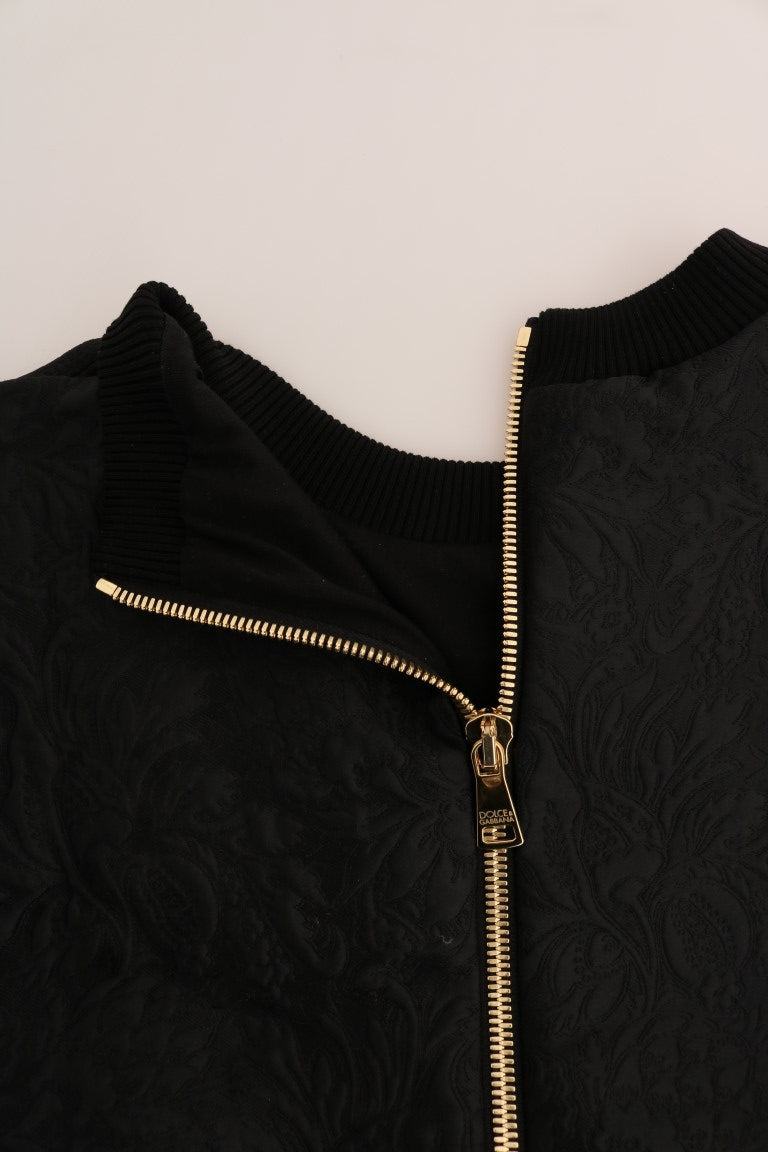 Dolce & Gabbana Black Brocade Cocktail Crystal Sweater - PreLoved & Luxe