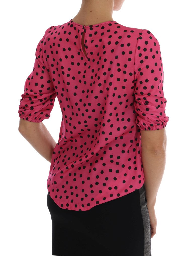 Dolce & Gabbana Pink Polka Dotted Silk Blouse - PreLoved & Luxe