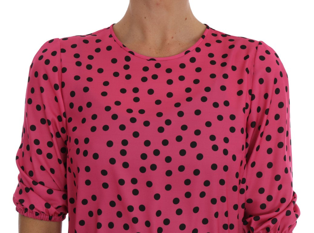 Dolce & Gabbana Pink Polka Dotted Silk Blouse - PreLoved & Luxe