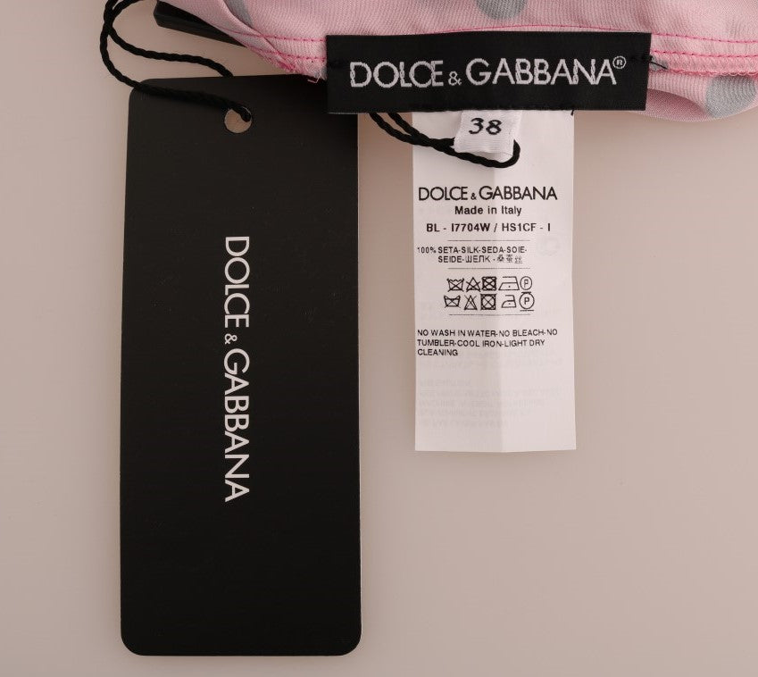 Dolce & Gabbana Pink Polka Dotted Silk Blouse - PreLoved & Luxe