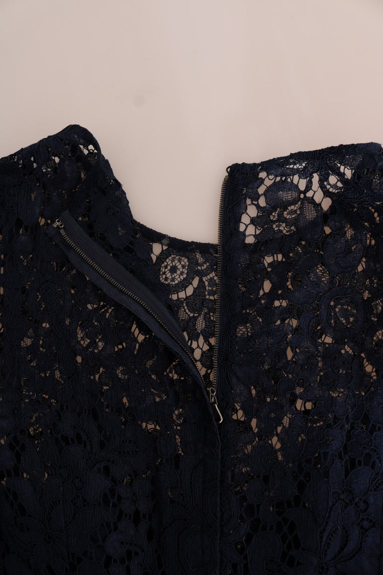 Dolce & Gabbana Blue Taormina Floral Lace Sheath Dress - PreLoved & Luxe