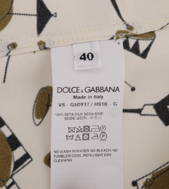 Dolce & Gabbana White Silk JAZZ Motive Print Shirt - PreLoved & Luxe
