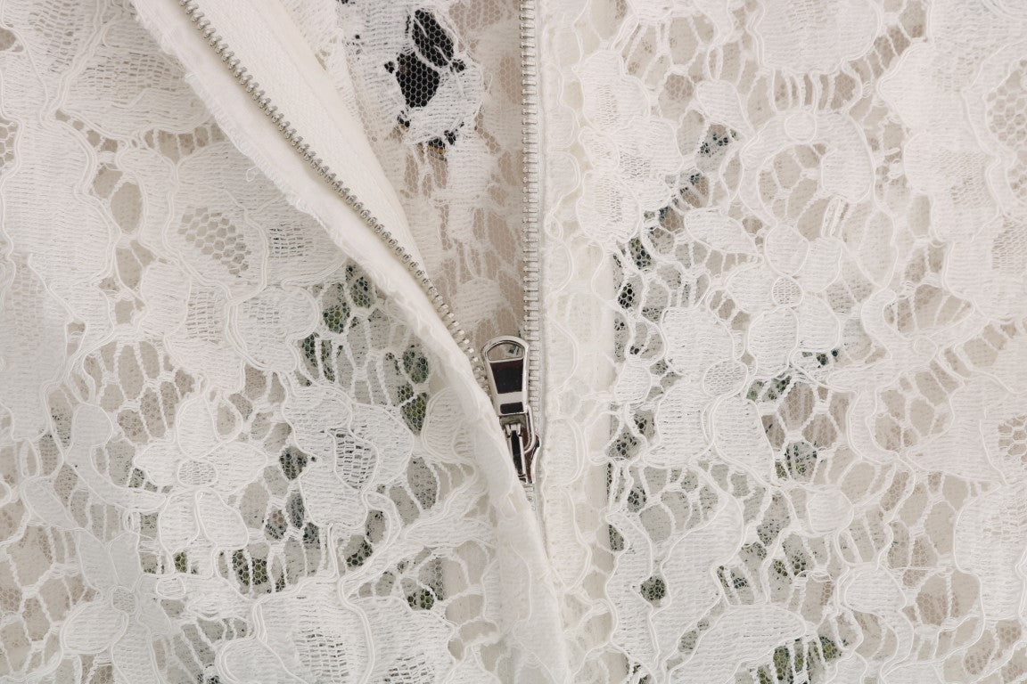 Dolce & Gabbana White Crystal Embellished Lace Blouse - PreLoved & Luxe