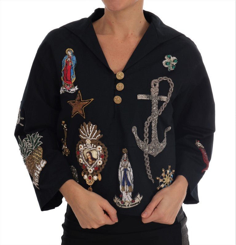 Dolce & Gabbana Blue Crystal MAMMA Sicily Jacket - PreLoved & Luxe
