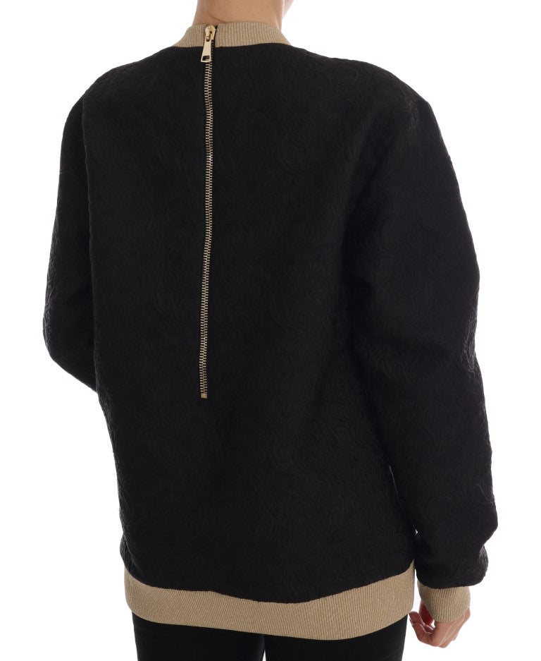 Dolce & Gabbana Black Fairy Tale Brocade Zipper Sweater - PreLoved & Luxe