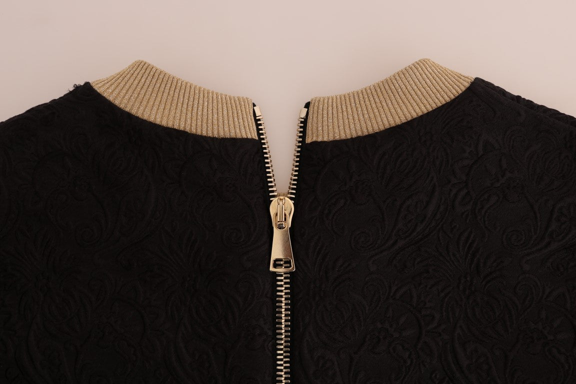 Dolce & Gabbana Black Fairy Tale Brocade Zipper Sweater - PreLoved & Luxe