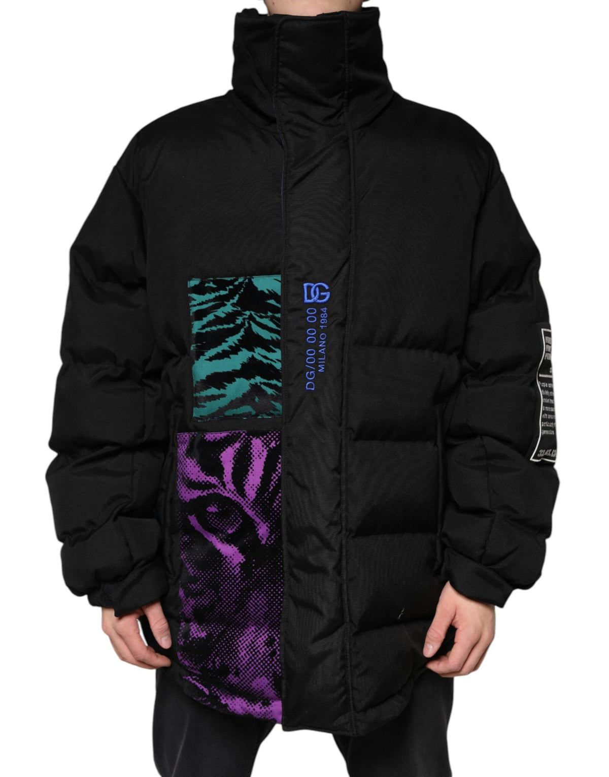 New Dolce & Gabbana Black Nylon Puffer Men Full Zip Jacket