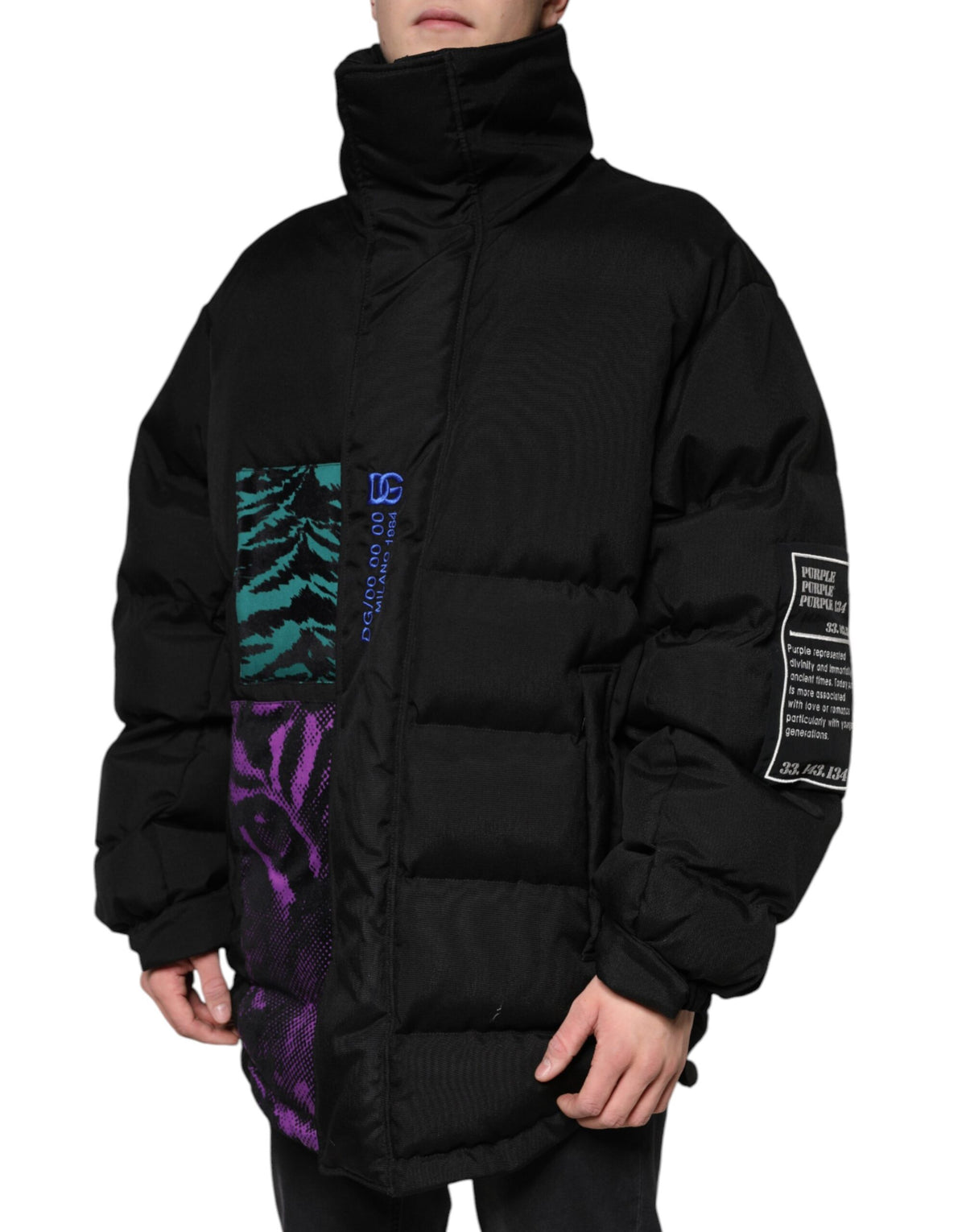 New Dolce & Gabbana Black Nylon Puffer Men Full Zip Jacket