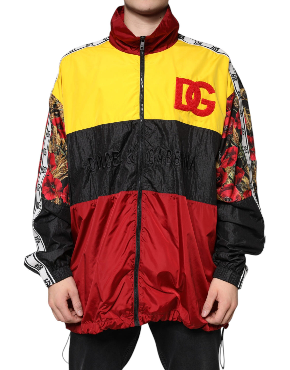 New Dolce & Gabbana Multicolor Patchwork Men Full Zip Sweater