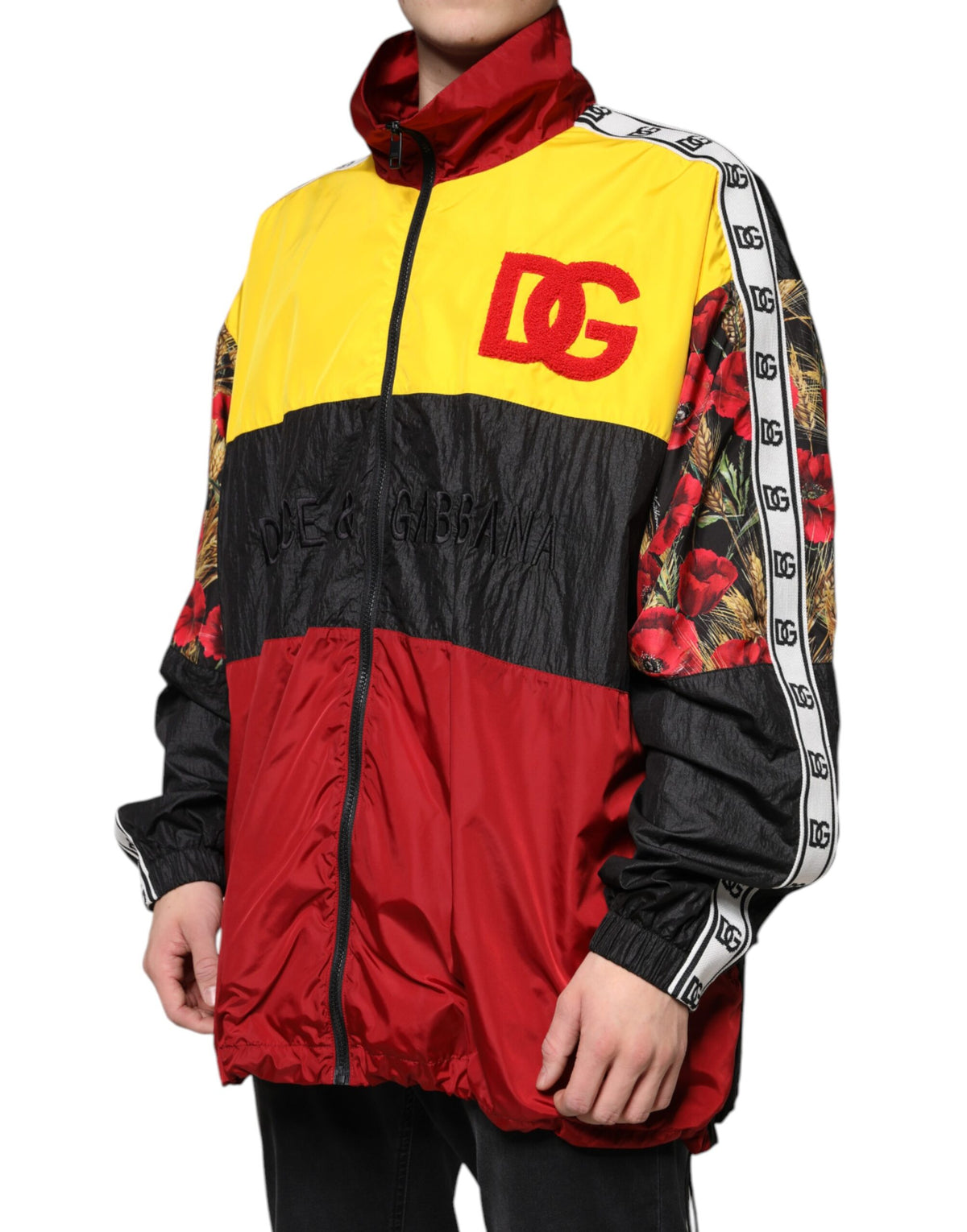 New Dolce & Gabbana Multicolor Patchwork Men Full Zip Sweater