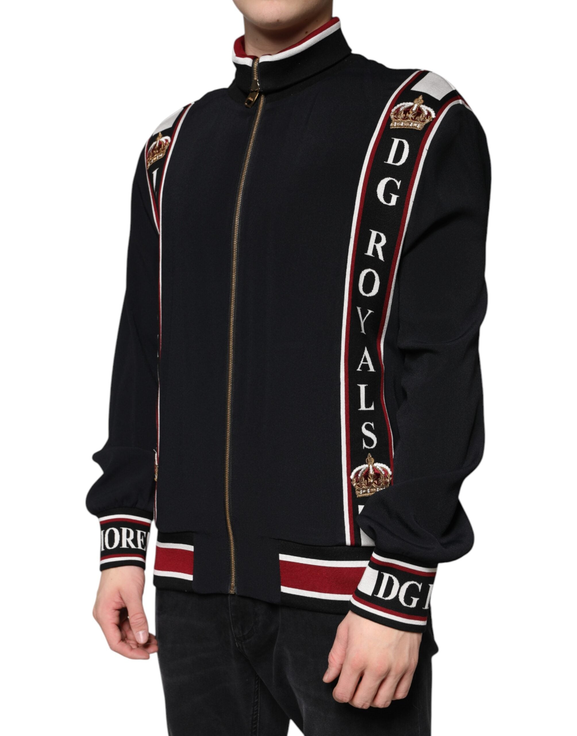New Dolce & Gabbana Black DG King Full Zip Sweatshirt Sweater