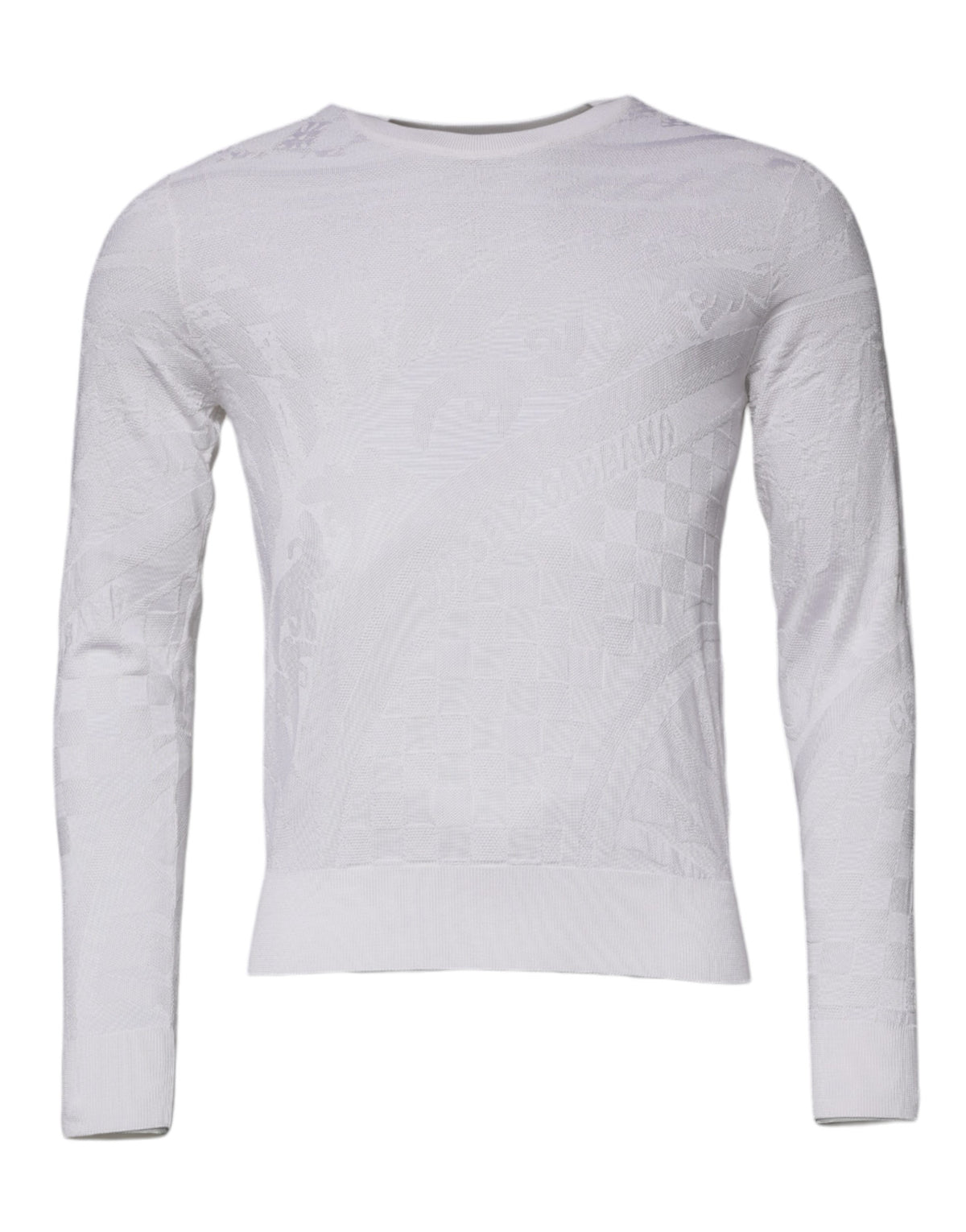 New Dolce & Gabbana White Silk Crew Neck Men Pullover Sweater