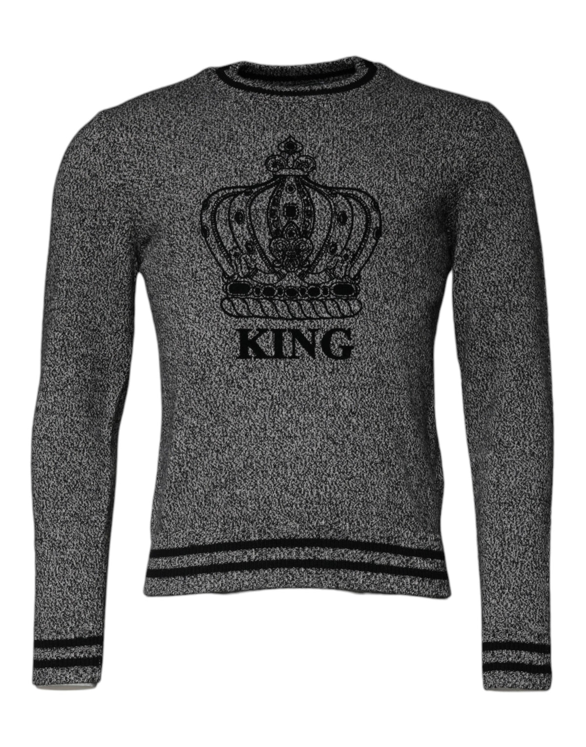 New Dolce & Gabbana Gray Crown King Cashmere Pullover Sweater