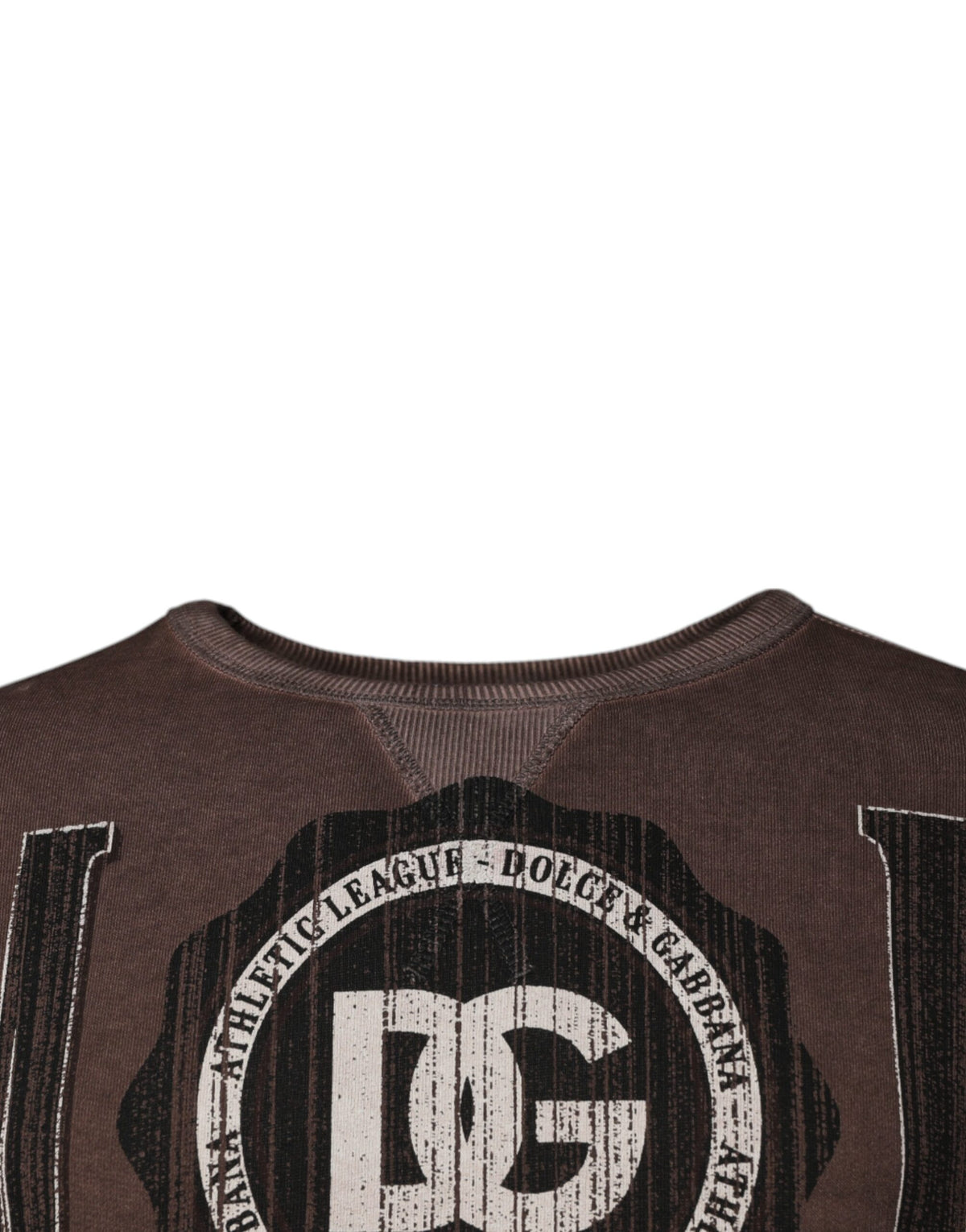 New Dolce & Gabbana Brown Logo Print Crew Neck Pullover Sweater