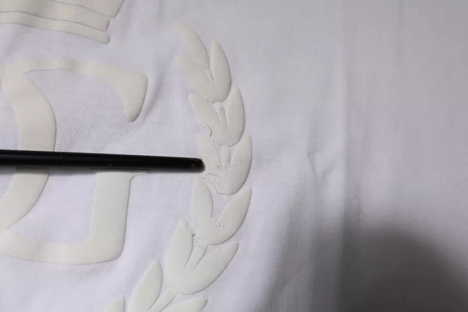 Dolce & Gabbana White Logo Emsed Cotton Crewneck T-shirt