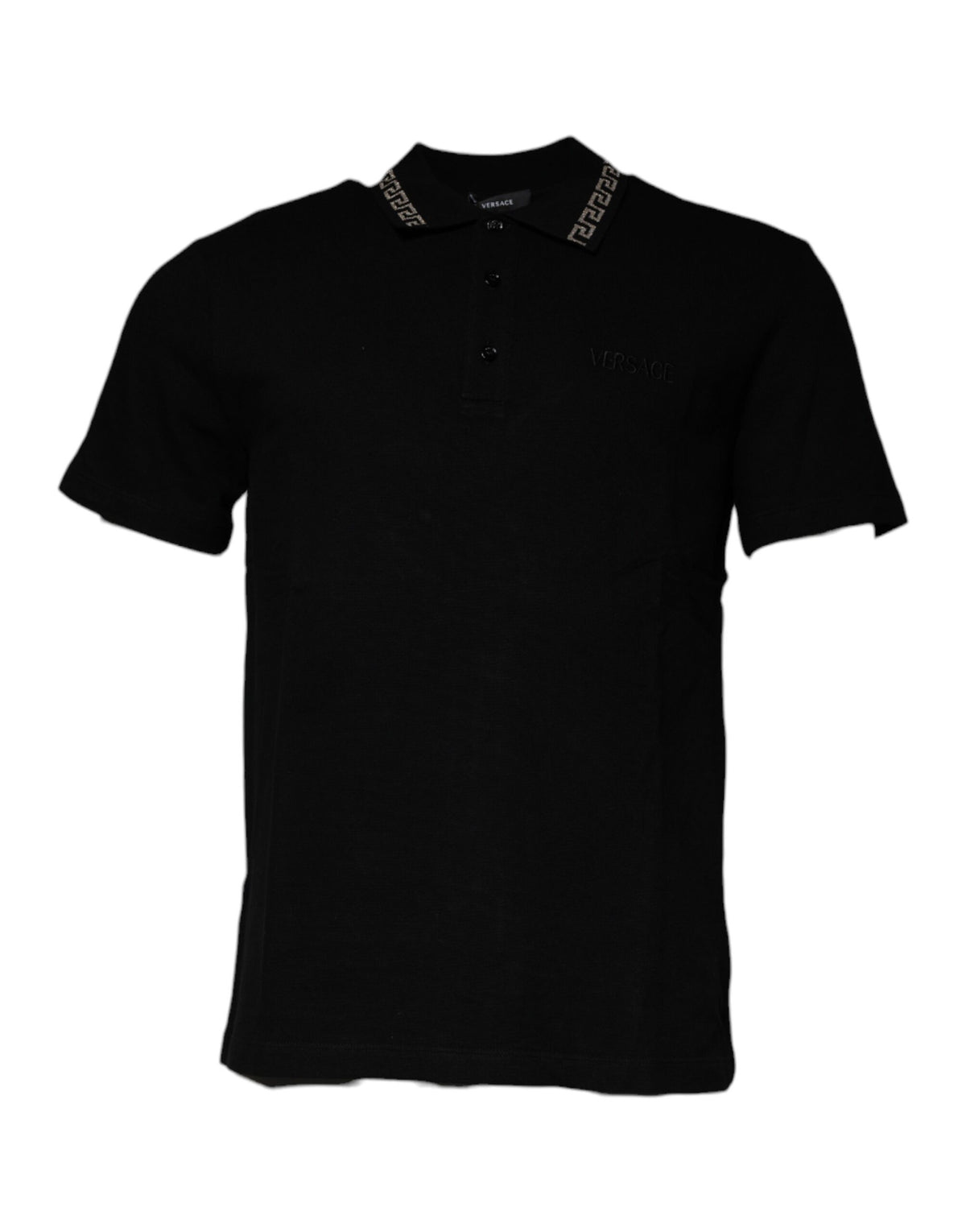 New Versace Black Viscose Collared Polo Short Sleeves T-shirt