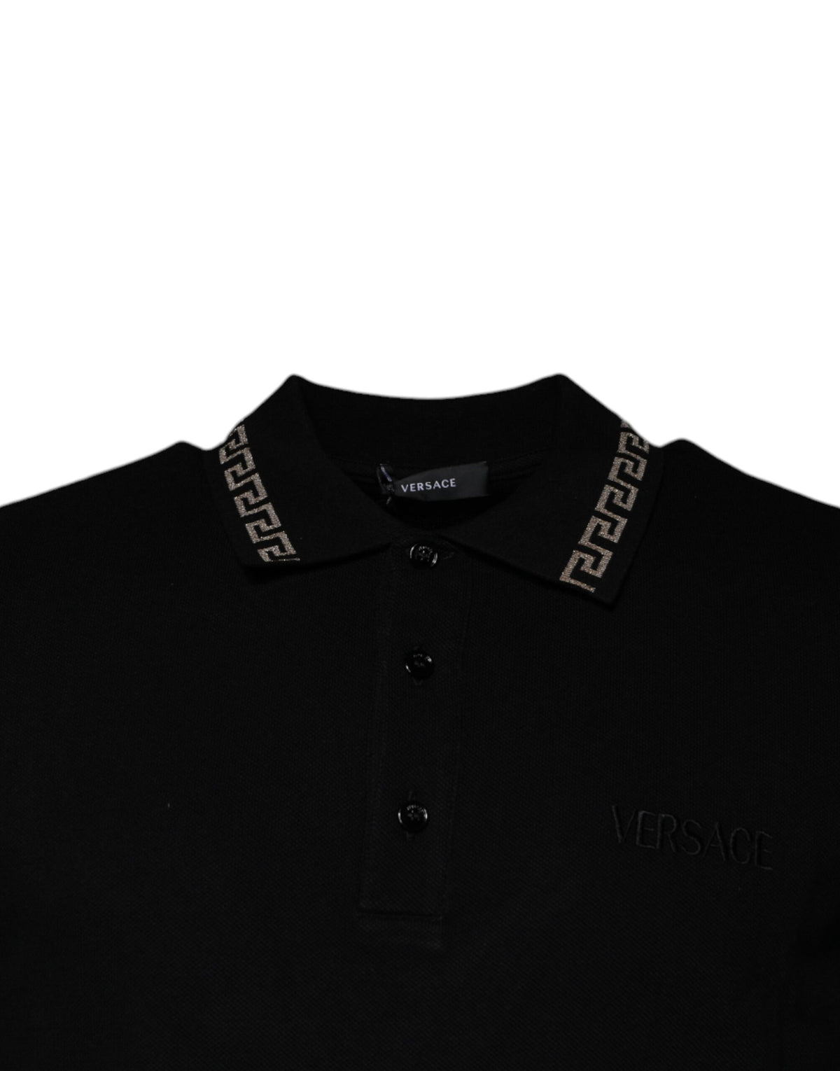 New Versace Black Viscose Collared Polo Short Sleeves T-shirt