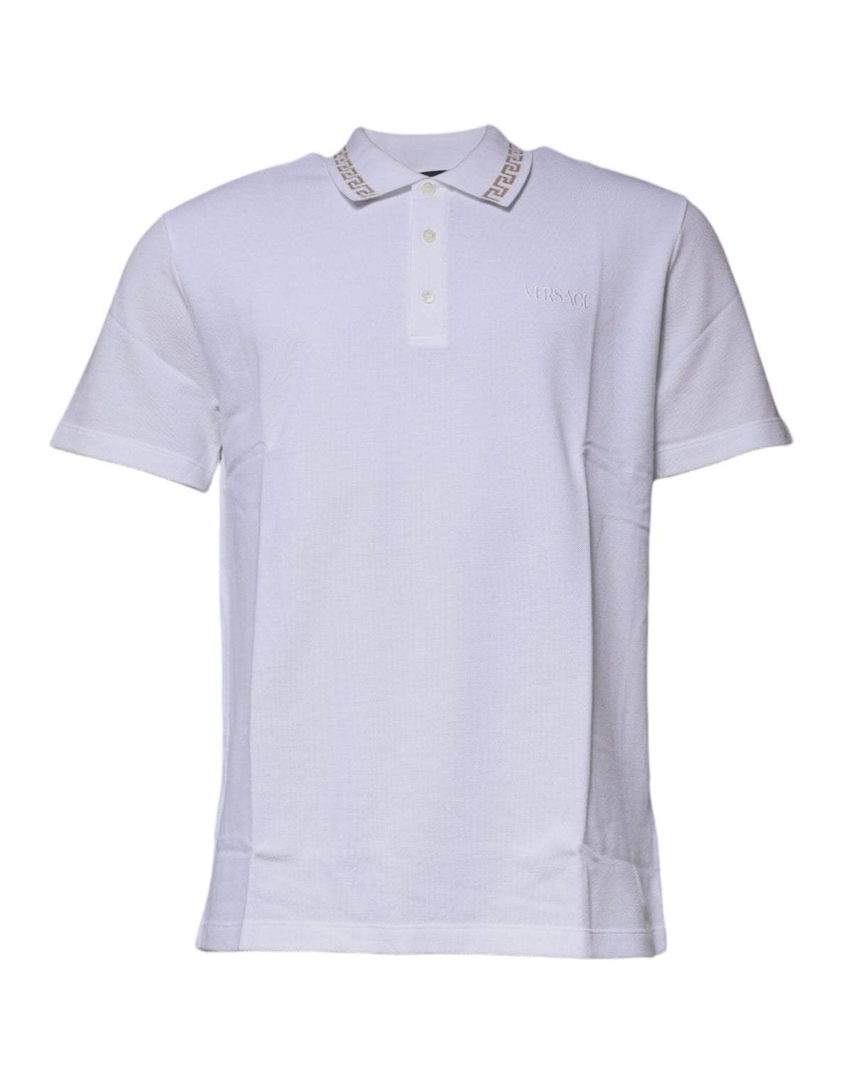 New Versace White Viscose Collared Men Polo Short Sleeves T-shirt