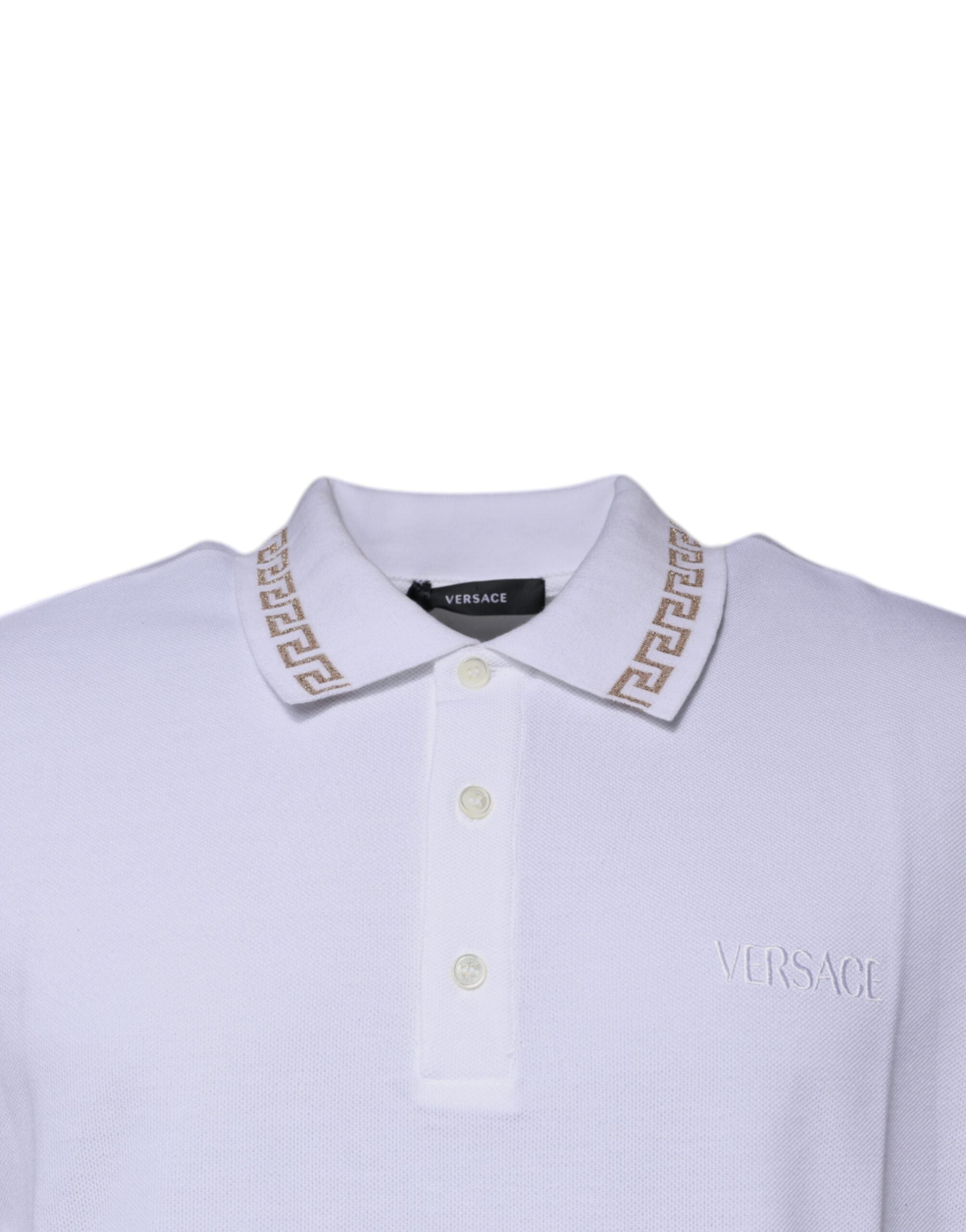 New Versace White Viscose Collared Men Polo Short Sleeves T-shirt