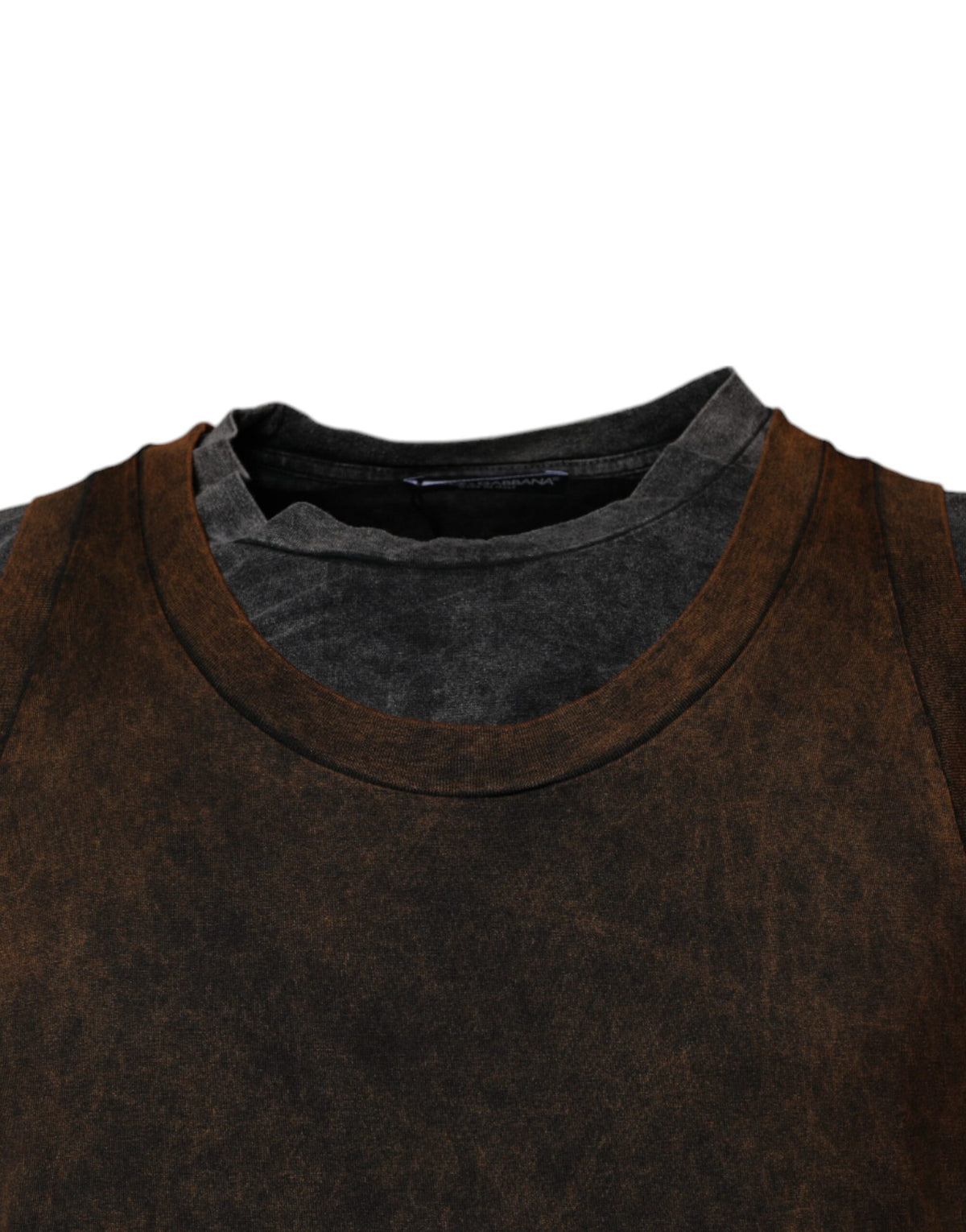 New Dolce & Gabbana Brown Cotton Round Neck Sleeveless T-shirt