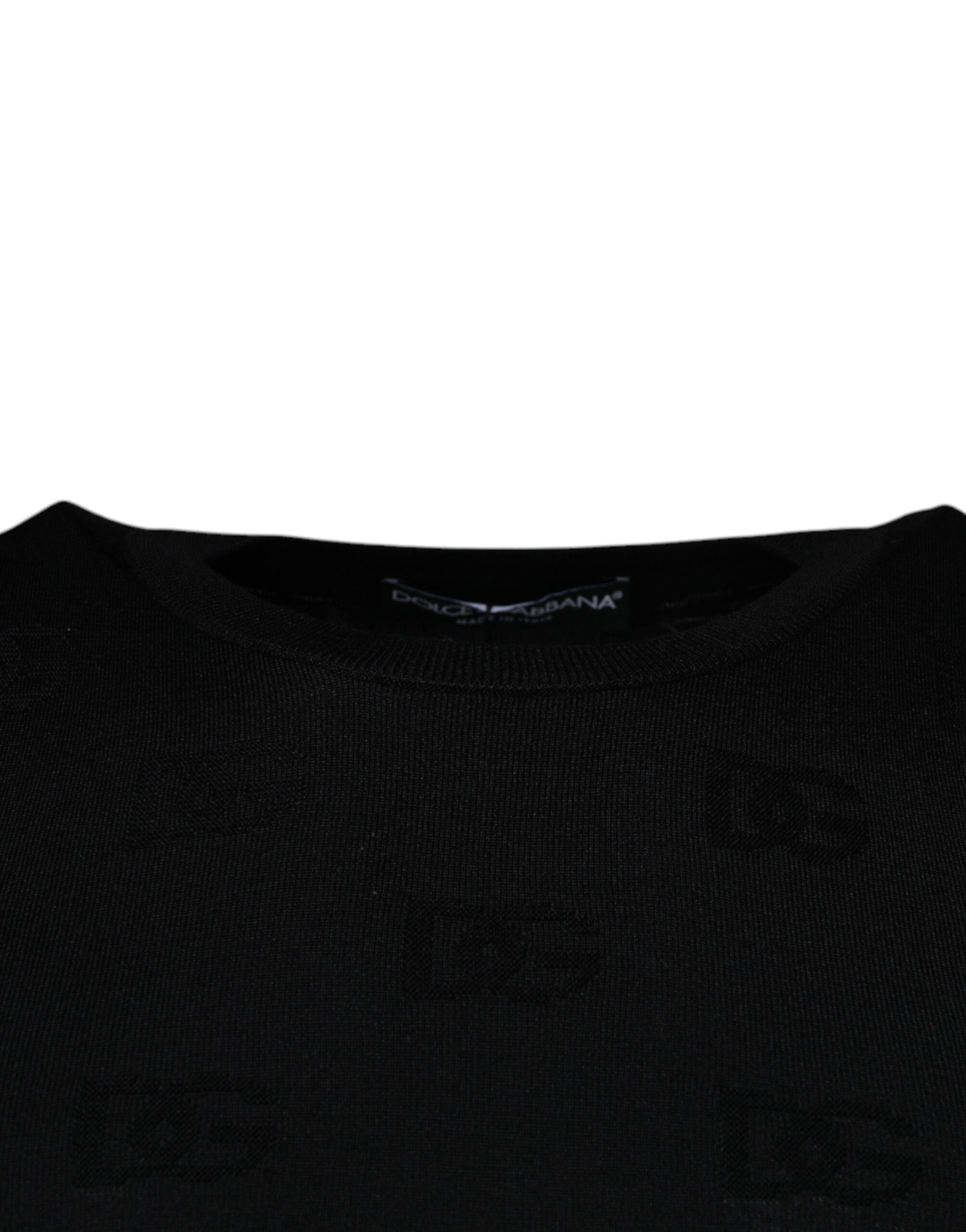 New Dolce & Gabbana Black Silk Round Neck Sleeveless T-shirt