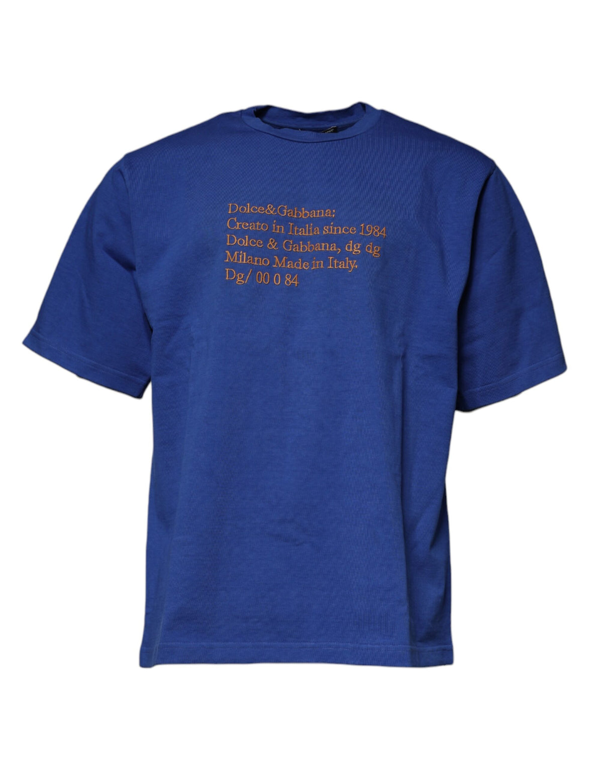 New Dolce & Gabbana Blue Graphic Print Cotton Crew Neck T-shirt