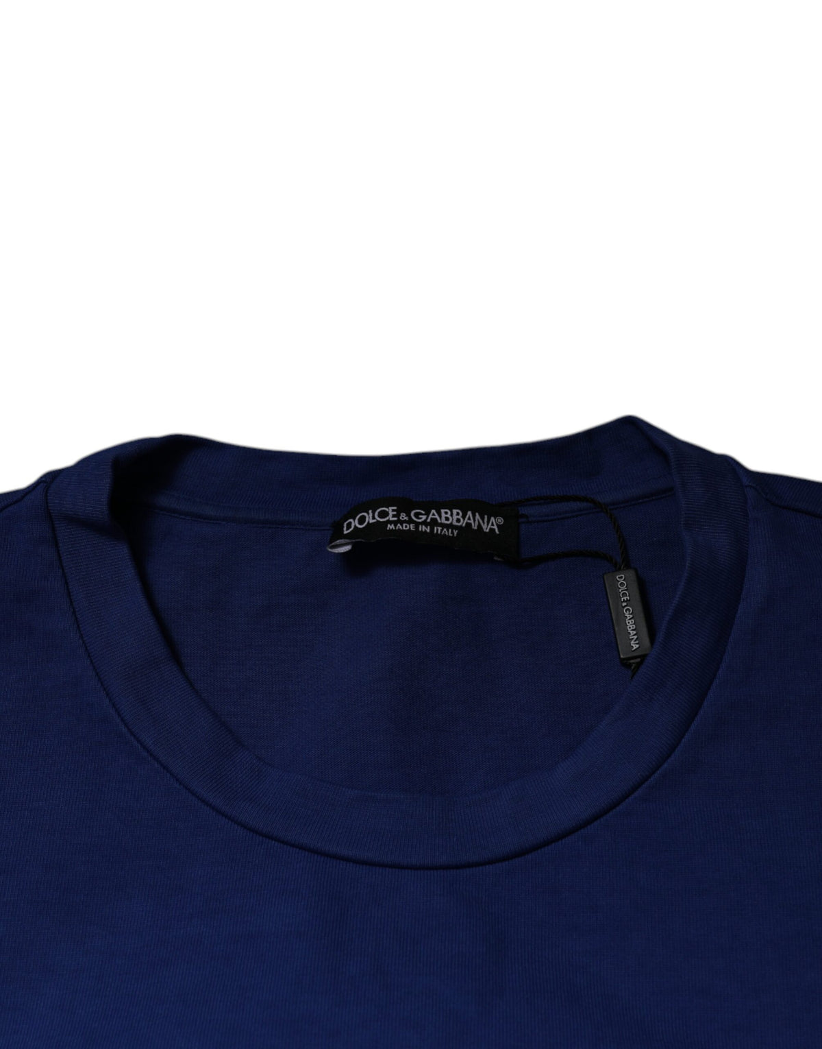 New Dolce & Gabbana Blue Graphic Print Cotton Crew Neck T-shirt