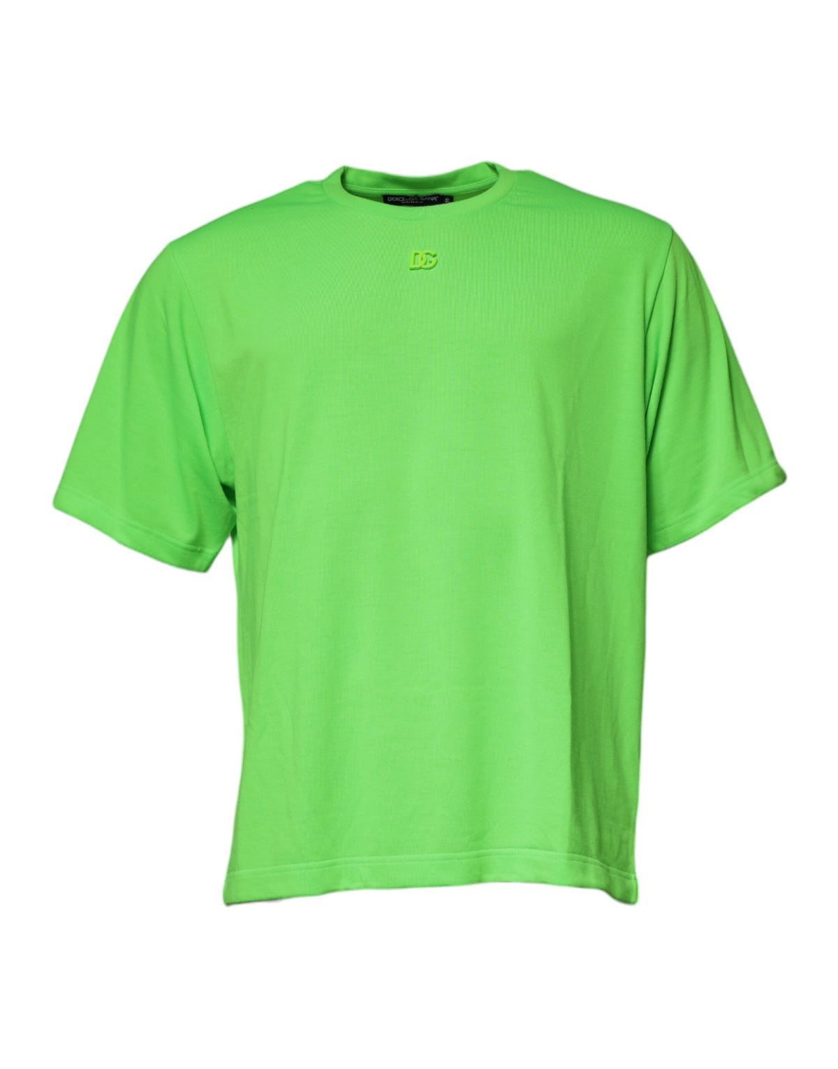 New Dolce & Gabbana Green DG Logo Cotton Crew Neck T-shirt