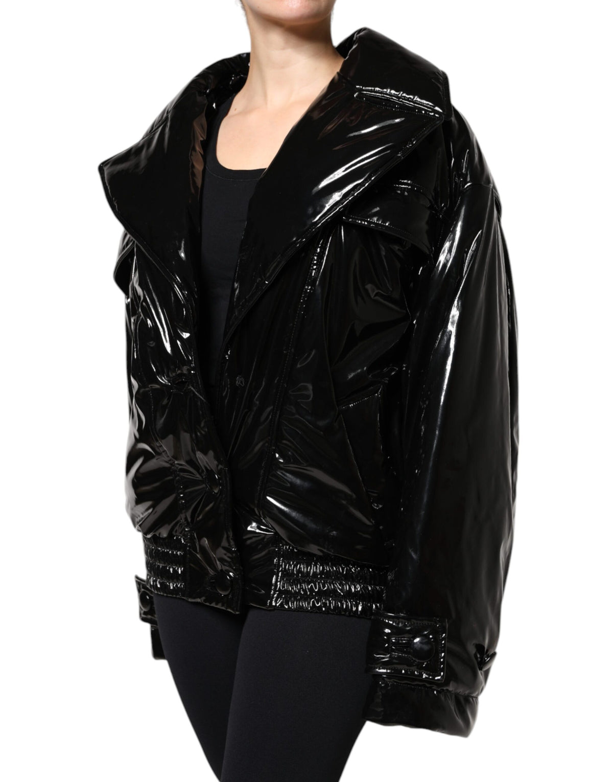 New Dolce & Gabbana Black Polyester Button Down Blouson Jacket